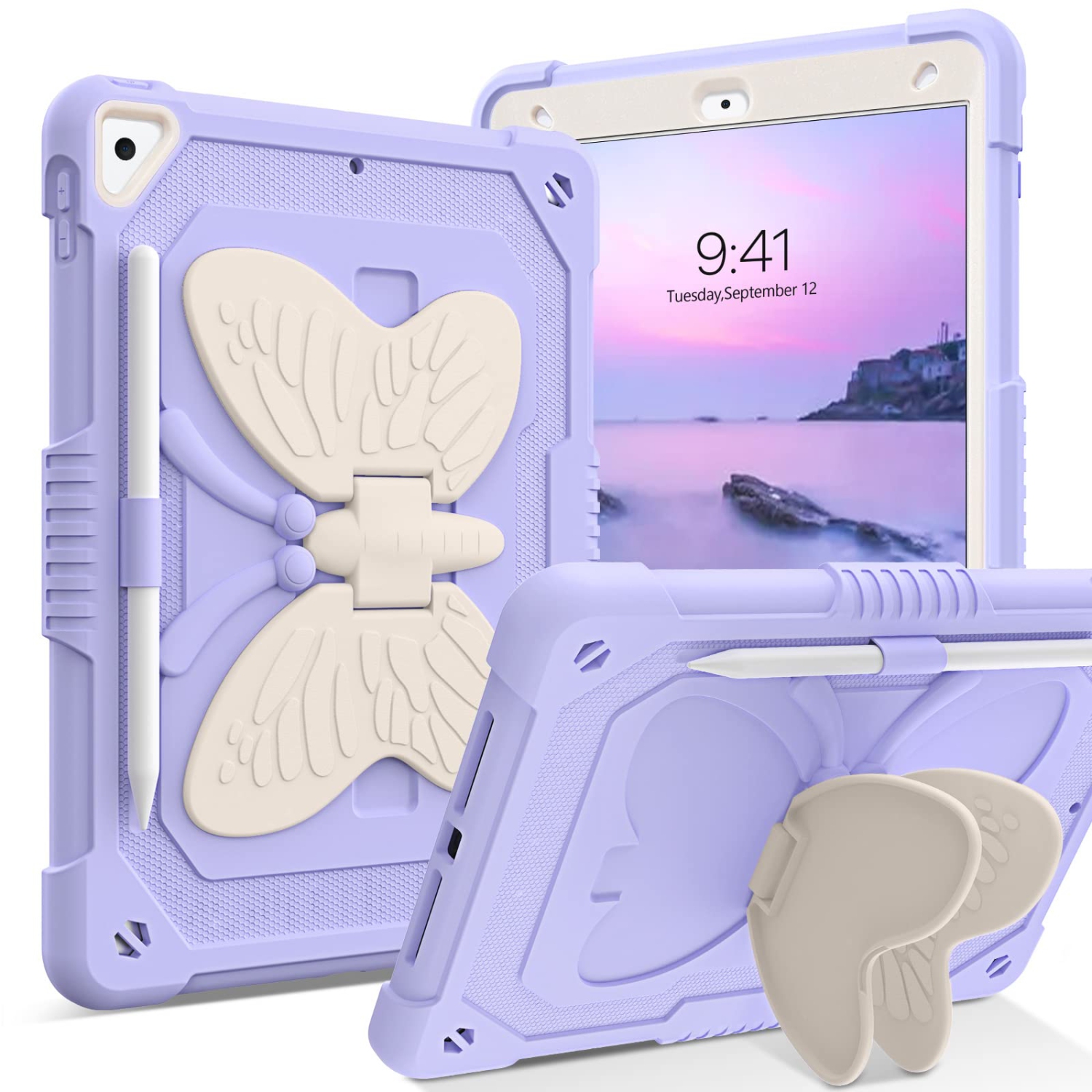 iPad 9th Generation Case 10.2 Inch 2021, iPad 8th Generation Case,iPad 7th Generation,iPad Air 3 Case 10.5",DUEDUE Butterfly