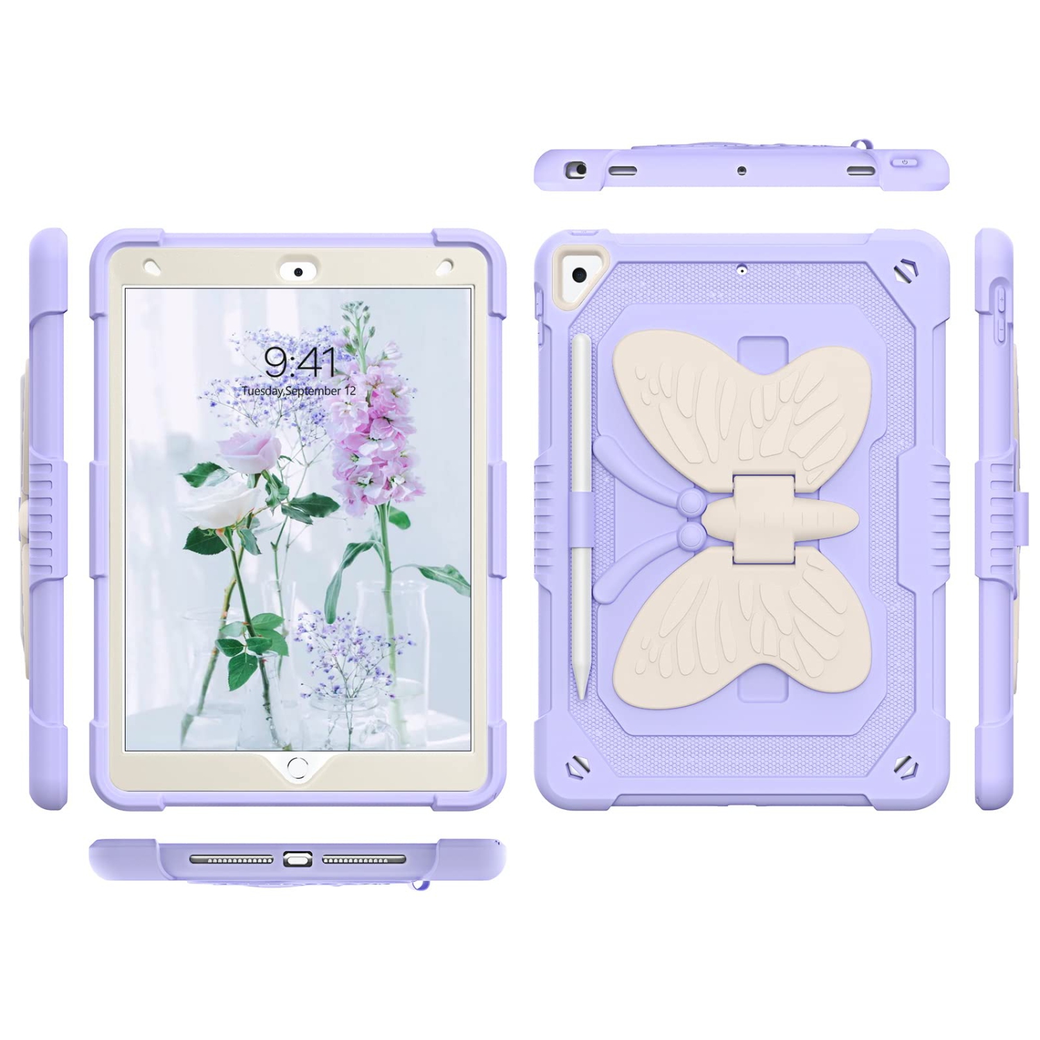 iPad 9th Generation Case 10.2 Inch 2021, iPad 8th Generation Case,iPad 7th Generation,iPad Air 3 Case 10.5",DUEDUE Butterfly