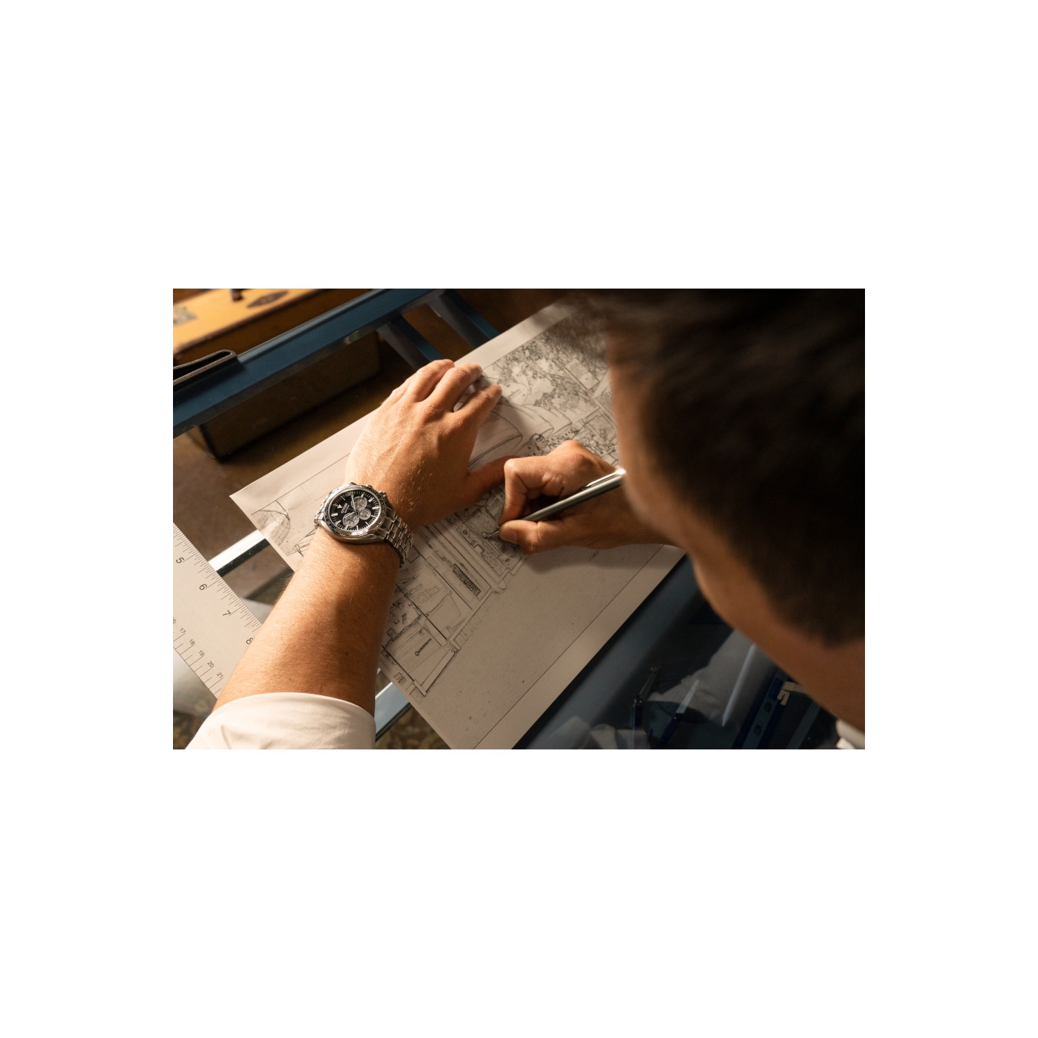 Montre pour hommes avec boîtier et bracelet en acier inoxydable argenté et cadran noir Carson Eco-Drive 43&nbsp;mm de Citizen