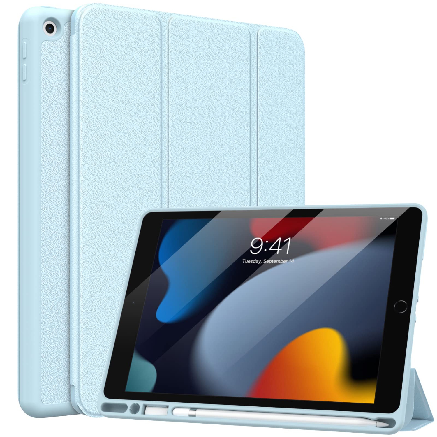 MoKo iPad 10.2 Case iPad 9th Generation 2021 / 8th Generation 2020 / 7th Generation 2019 Case with Pencil Holder, Soft TPU S