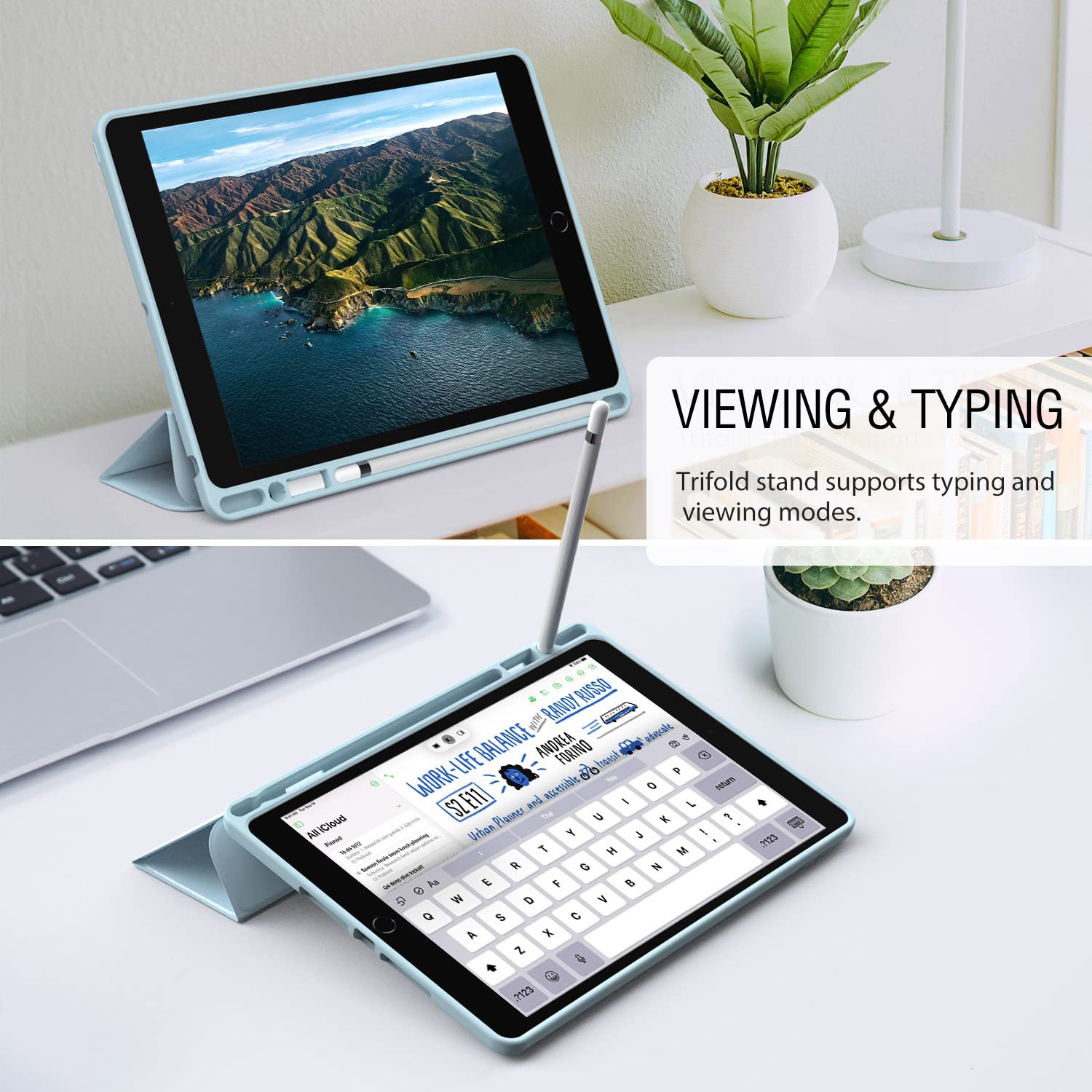 MoKo iPad 10.2 Case iPad 9th Generation 2021 / 8th Generation 2020 / 7th Generation 2019 Case with Pencil Holder, Soft TPU S