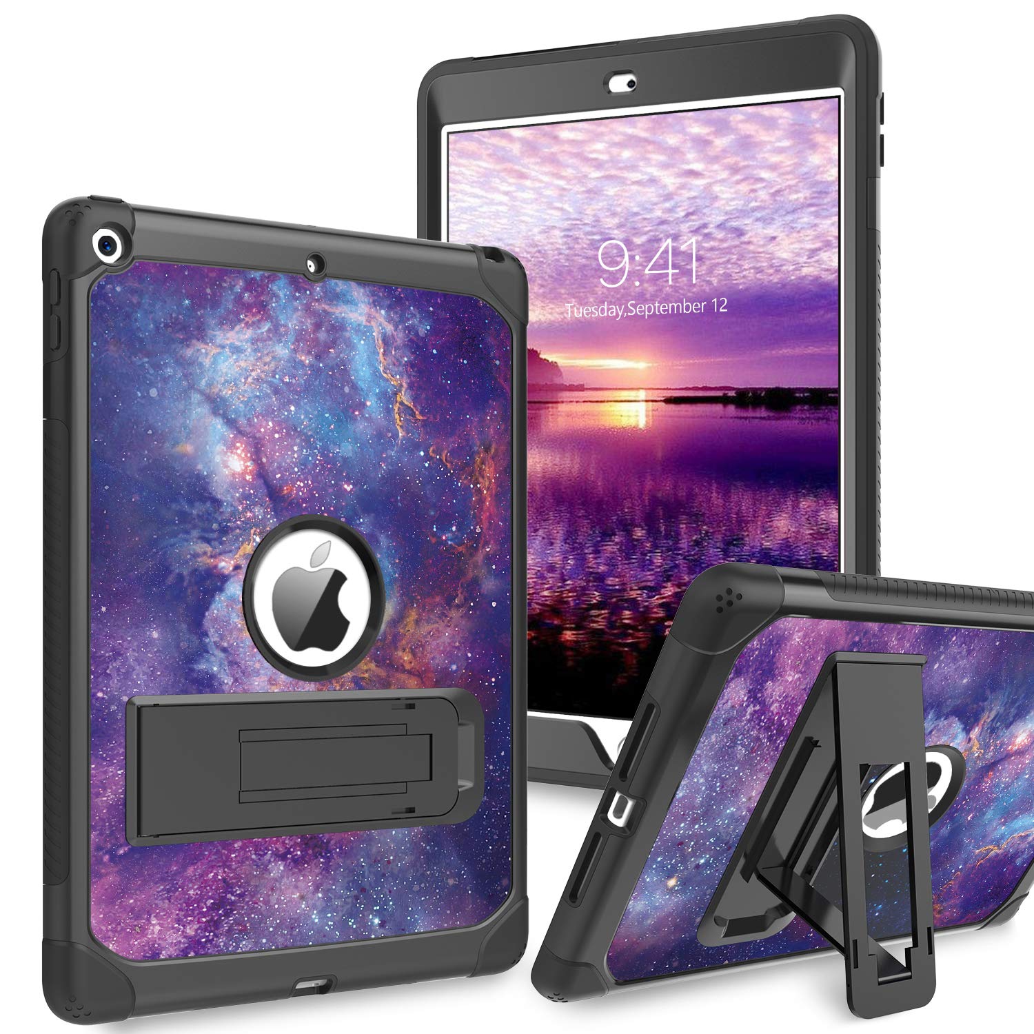 iPad 10.2" Case, iPad 9th Generation Case ,iPad 8th/7th Generation Case,DUEDUE Kickstand Shockproof 3 in 1 Slim Hybrid TPU B