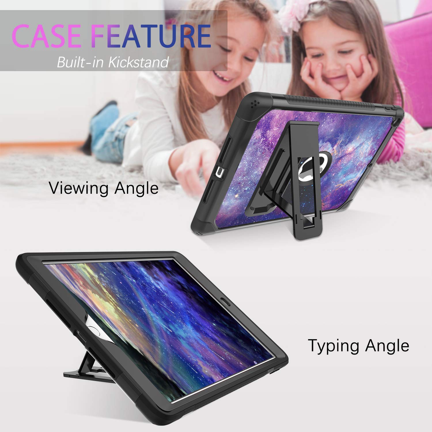 iPad 10.2" Case, iPad 9th Generation Case ,iPad 8th/7th Generation Case,DUEDUE Kickstand Shockproof 3 in 1 Slim Hybrid TPU B