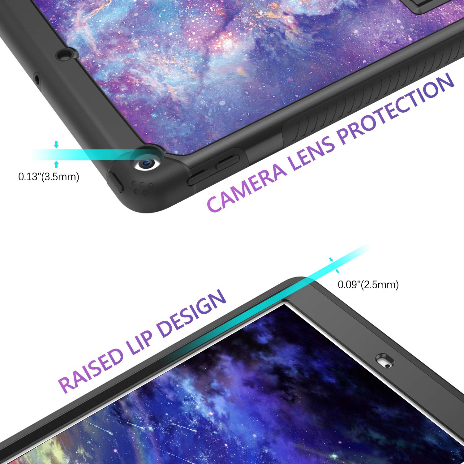 iPad 10.2" Case, iPad 9th Generation Case ,iPad 8th/7th Generation Case,DUEDUE Kickstand Shockproof 3 in 1 Slim Hybrid TPU B