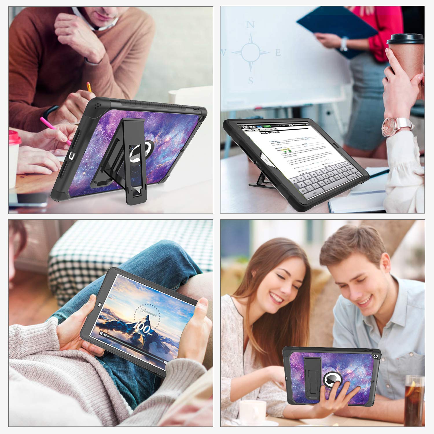 iPad 10.2" Case, iPad 9th Generation Case ,iPad 8th/7th Generation Case,DUEDUE Kickstand Shockproof 3 in 1 Slim Hybrid TPU B