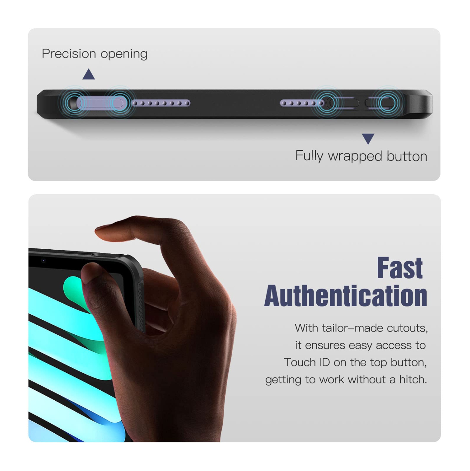 Case for New iPad Mini 6th Generation, iPad Mini 6 Case(8.3-inch, 2021), [Support Touch ID & Apple Pencil Charging] Ultra Slim Shock Absorbant