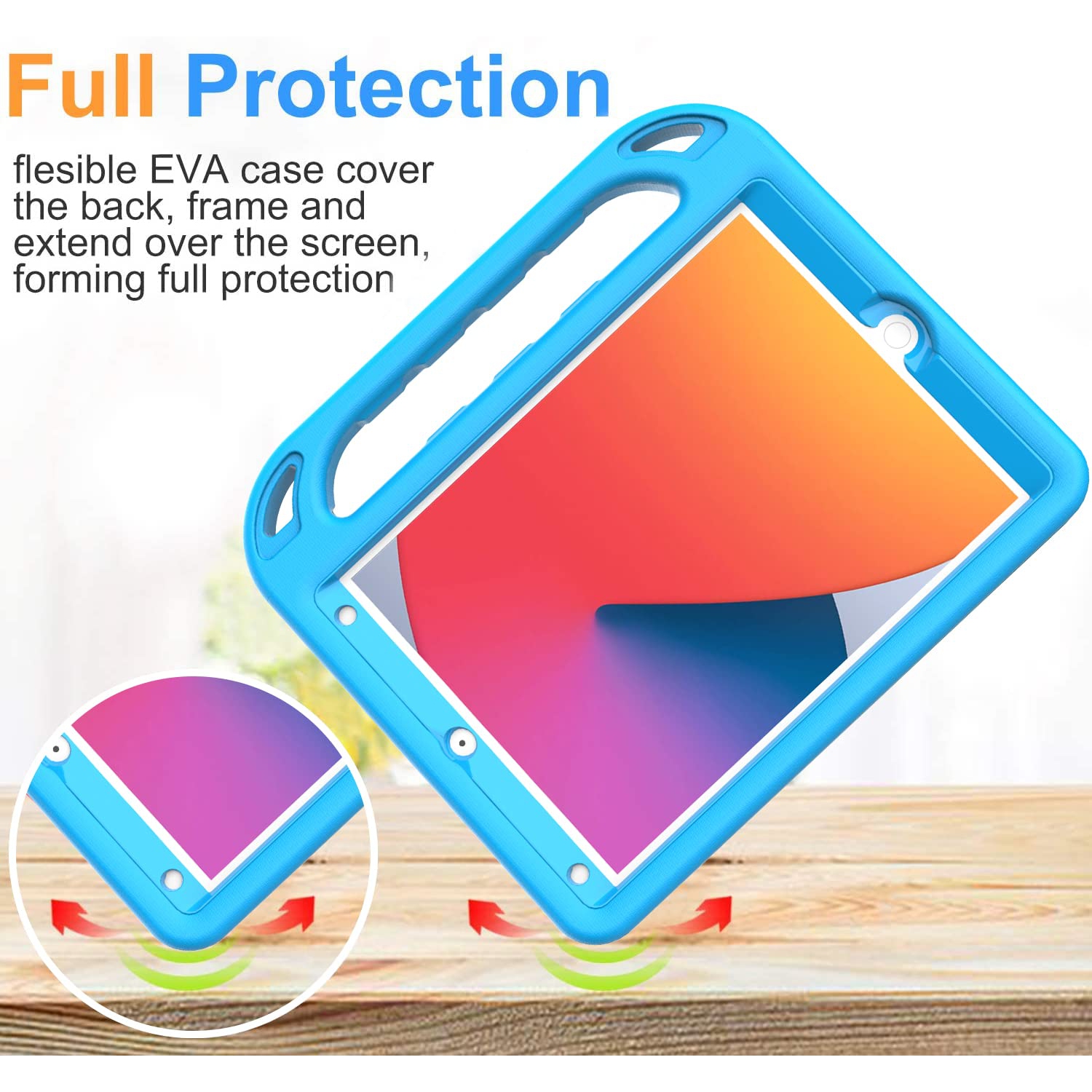 Étui pour enfants de BMOUO pour nouveau iPad 10.2 2021/2020/2019 - Étui pour iPad 9e/8e/7e génération avec protecteur d’écran intégré