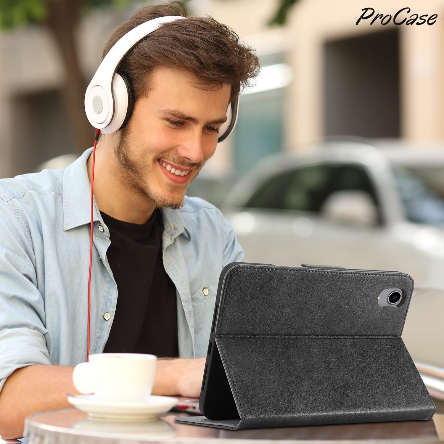 ProCase New iPad Mini 6 Case 8.3 Inch 2021, PU Leather Business Stand Folio Smart Protective Cover with Pencil Holder for 8.