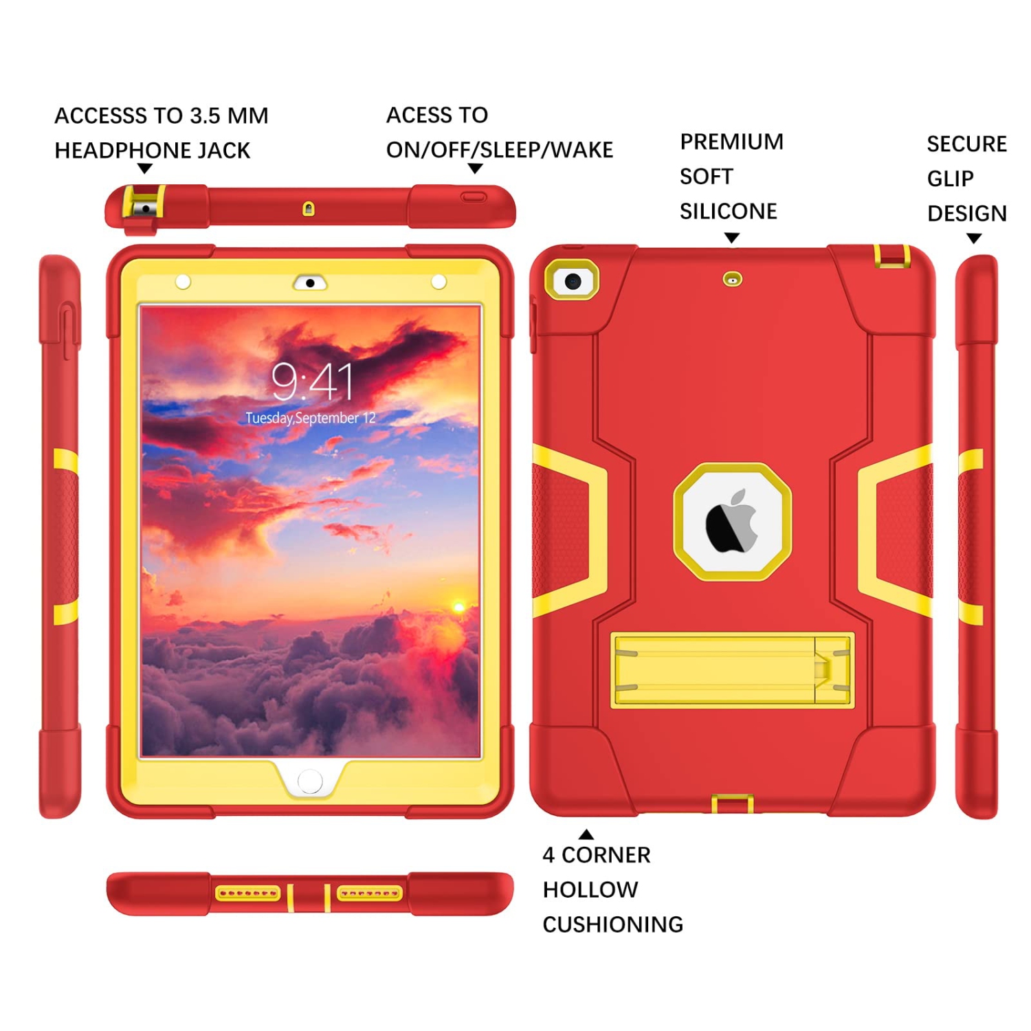 Étui rigide ajusté pour iPad 10.2 de DUEDUE pour iPad 2021, 9e/8e/7e génération, béquille et robuste, étui rigide hybride antidérapant pour PC