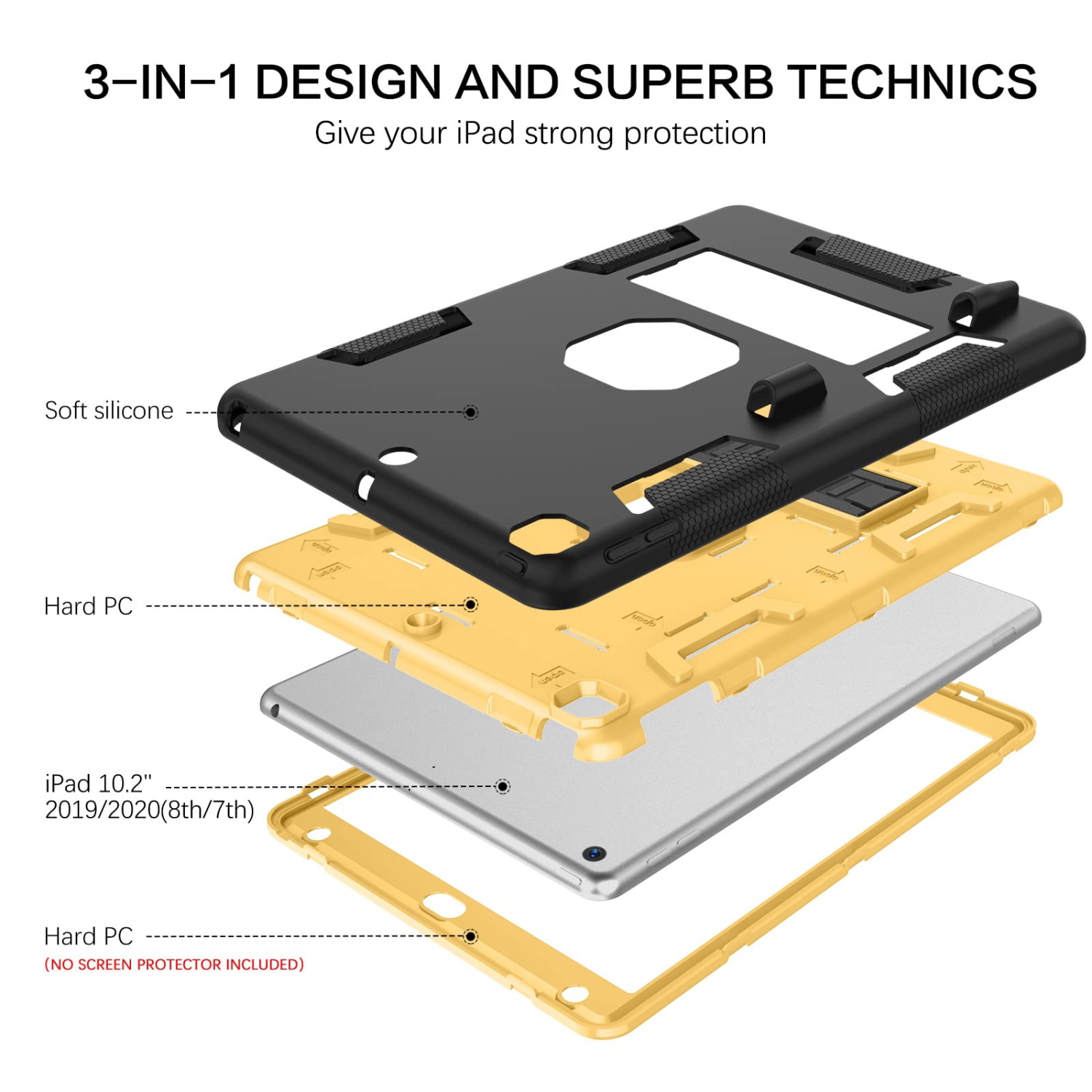 iPad 9th Generation Case, iPad 8th Generation Case, iPad 7th Gen Case, iPad 10.2 2021/2020/2019 Case, VENINGO 3 in 1 Heavy D