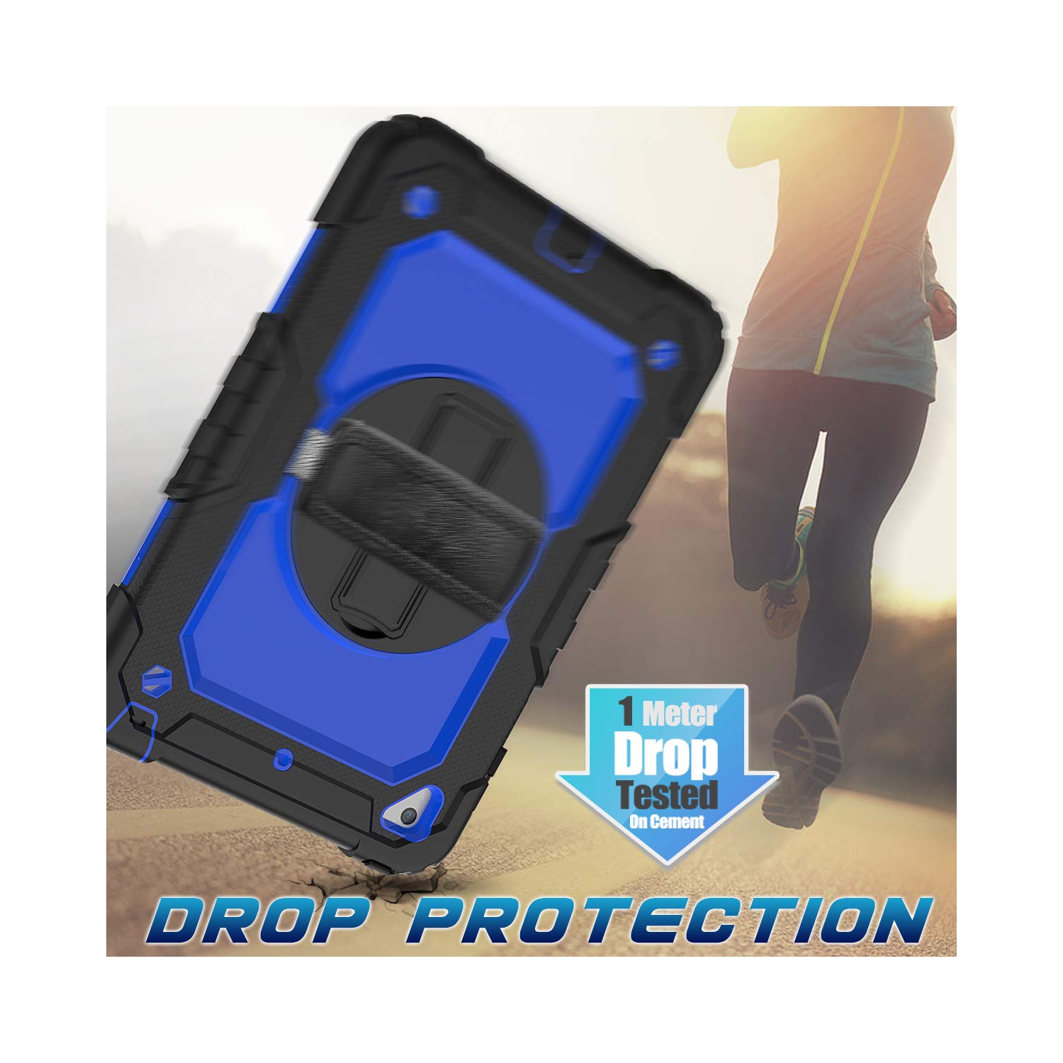 Timecity Case for iPad Mini 5 2019/ Mini 4 Case, Heavy Duty Shockproof Protective Cover with Screen Protector, 360° Rotating Stand, Hand and Shoulder