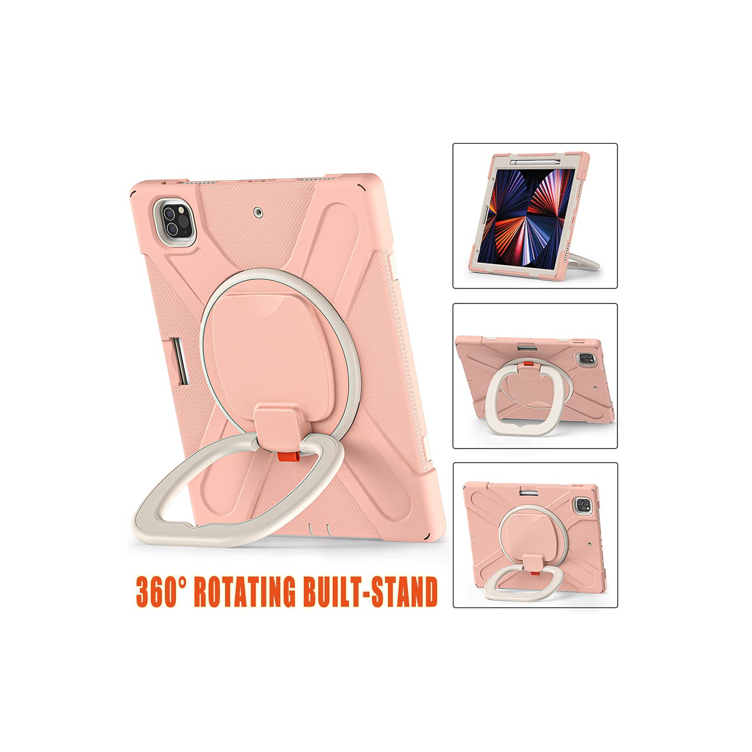 Case for iPad Pro 12.9 M2 6th/5th/4th/3rd Generation, Shockproof Rugged Kids Girls Cover for iPad 12.9 2022/2021/2020 with Pencil Holder Hand Grip