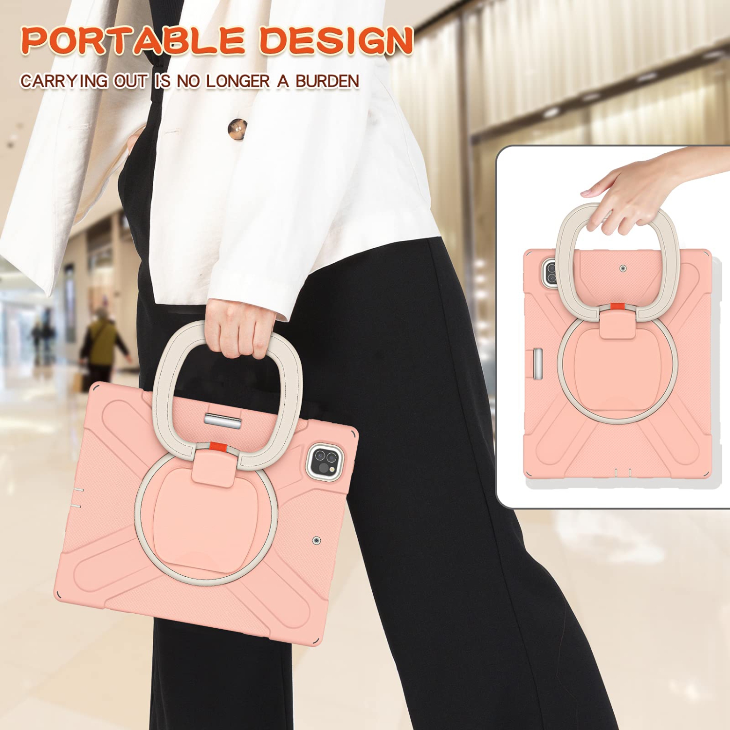 Case for iPad Pro 12.9 M2 6th/5th/4th/3rd Generation, Shockproof Rugged Kids Girls Cover for iPad 12.9 2022/2021/2020 with Pencil Holder Hand Grip