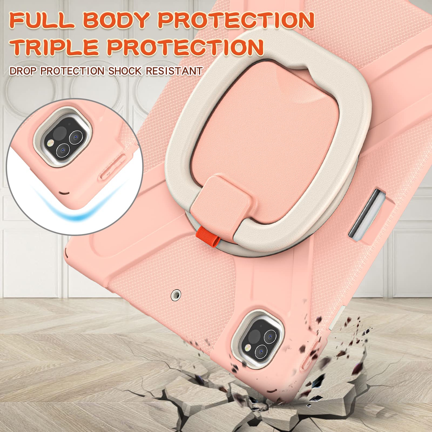 Case for iPad Pro 12.9 M2 6th/5th/4th/3rd Generation, Shockproof Rugged Kids Girls Cover for iPad 12.9 2022/2021/2020 with Pencil Holder Hand Grip