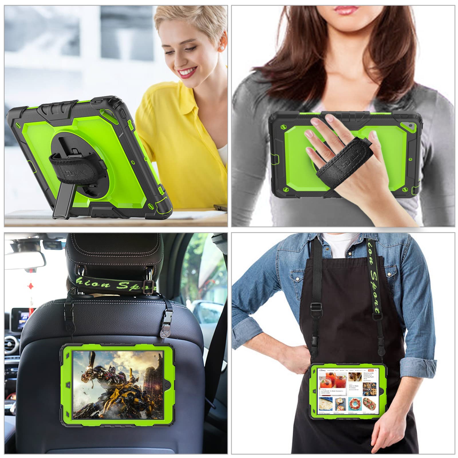 SEYMAC stock Case for iPad 9th/8th/7th Generation 10.2 Case, Shockproof Protection with 360 Rotating Stand Hand Strap for 20