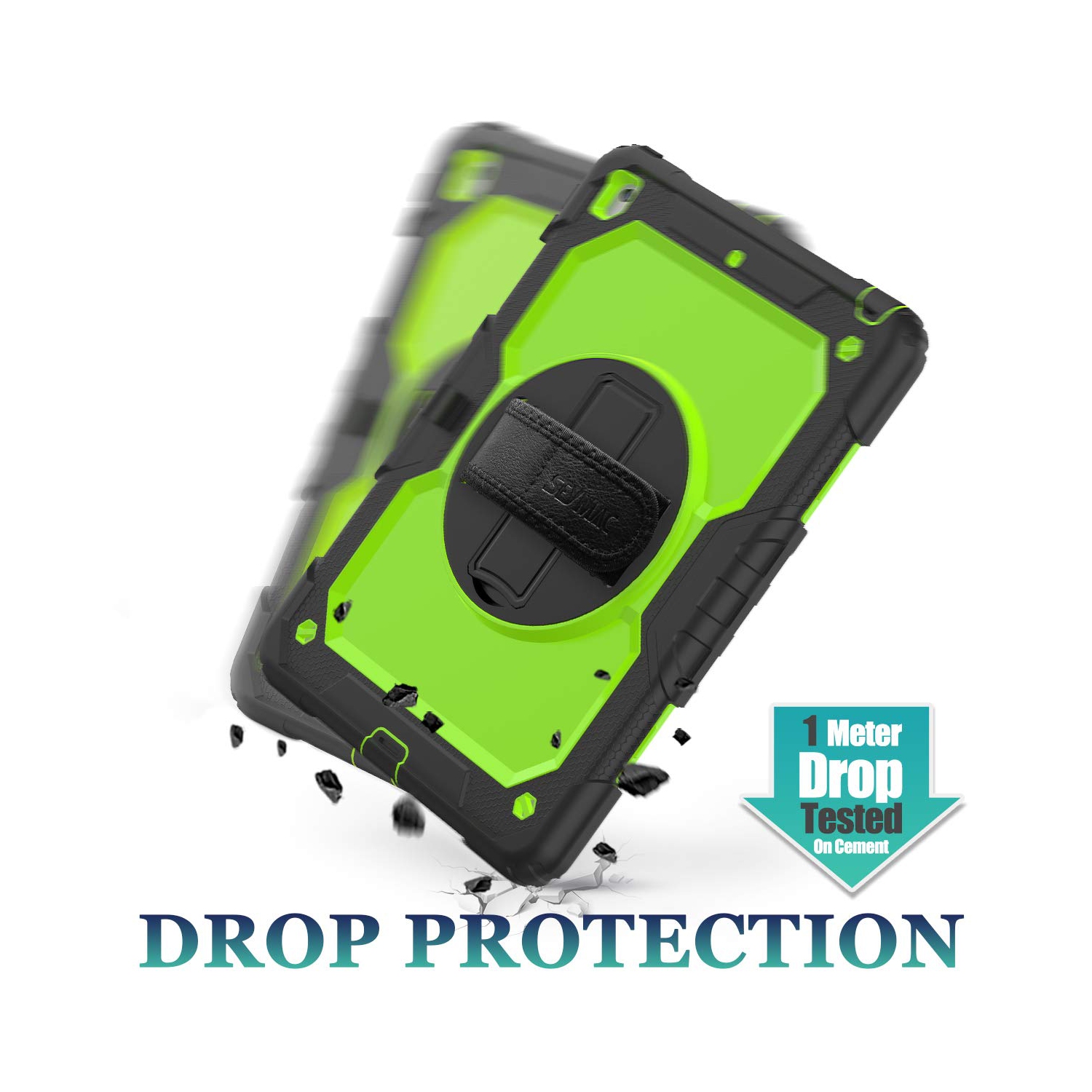 SEYMAC stock Case for iPad 9th/8th/7th Generation 10.2 Case, Shockproof Protection with 360 Rotating Stand Hand Strap for 20