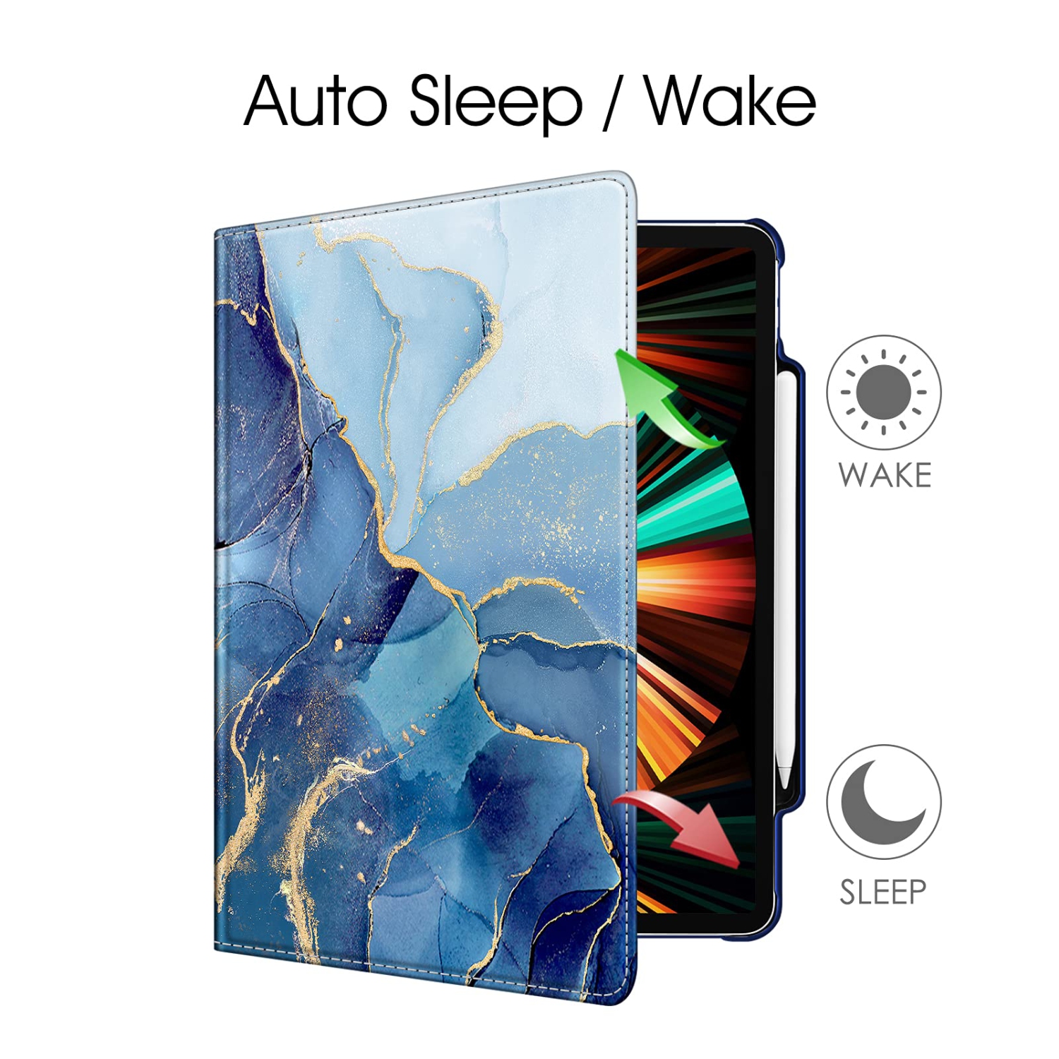 Fintie – Étui rotatif pour iPad Pro 12.9 po 5e génération 2021 - 360 degrés, étui à support rotatif, porte-crayon, auto S.