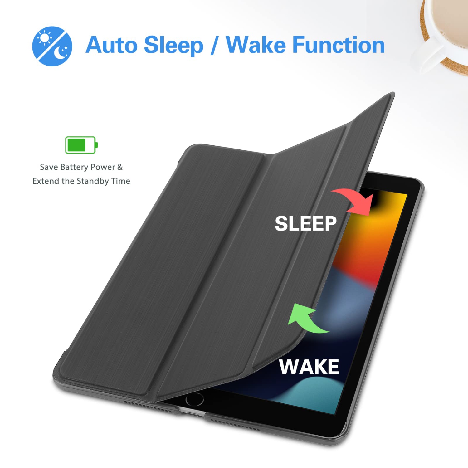 Étui iPad 10.2 de ProCase pour iPad 2021 de 9e génération/iPad 2020 de 8e génération/étui iPad 2019 de 7e génération, étui rigide mince à trois