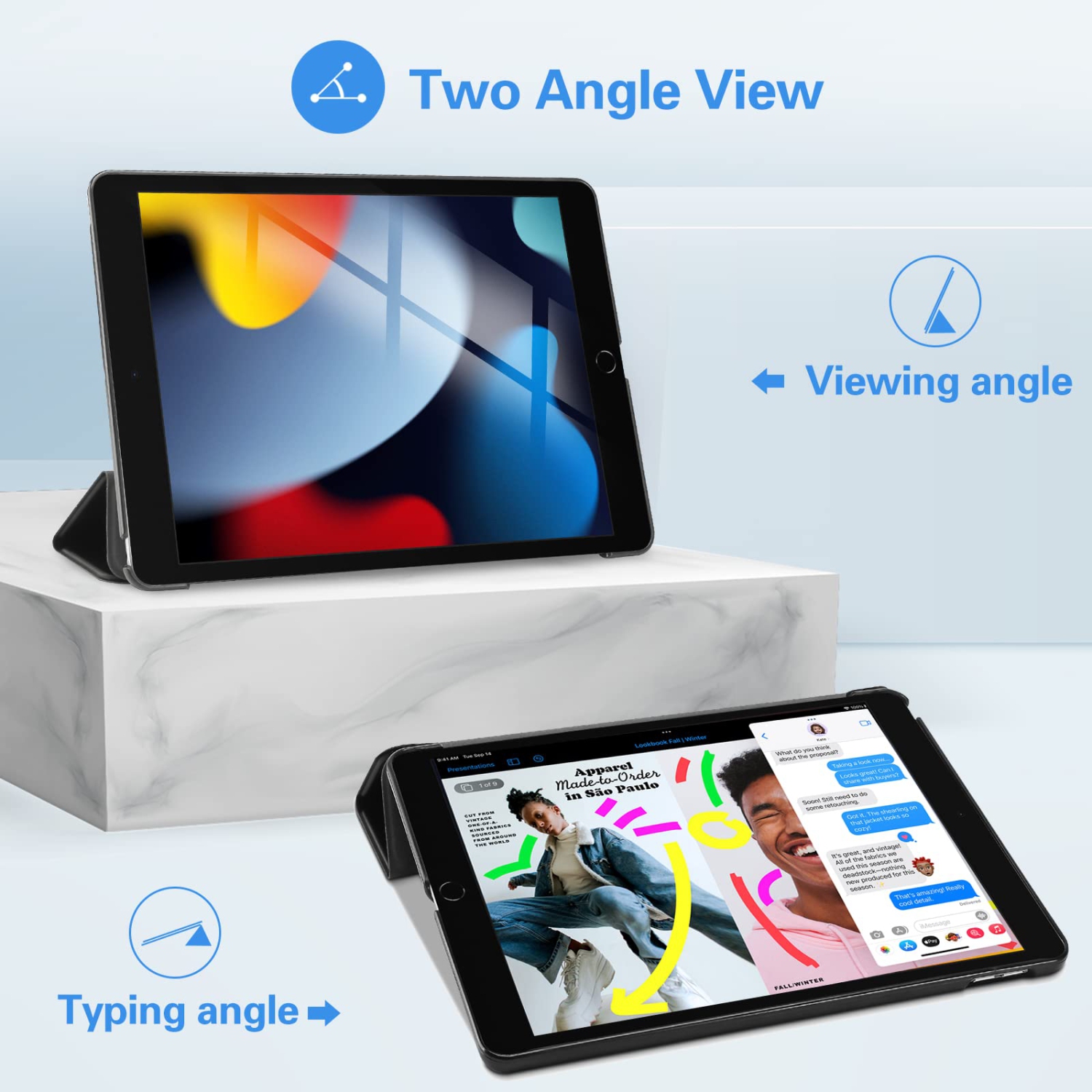 Étui iPad 10.2 de ProCase pour iPad 2021 de 9e génération/iPad 2020 de 8e génération/étui iPad 2019 de 7e génération, étui rigide mince à trois