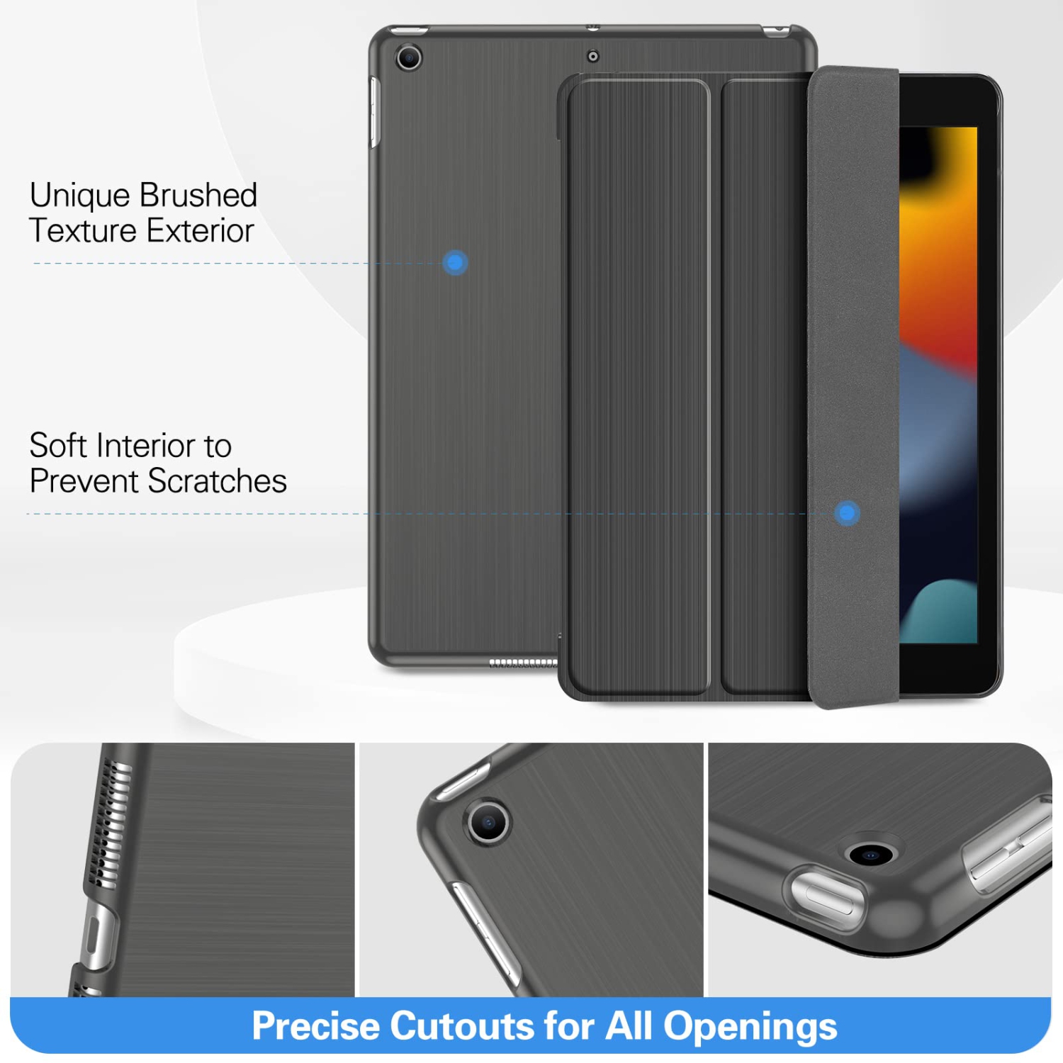 Étui iPad 10.2 de ProCase pour iPad 2021 de 9e génération/iPad 2020 de 8e génération/étui iPad 2019 de 7e génération, étui rigide mince à trois