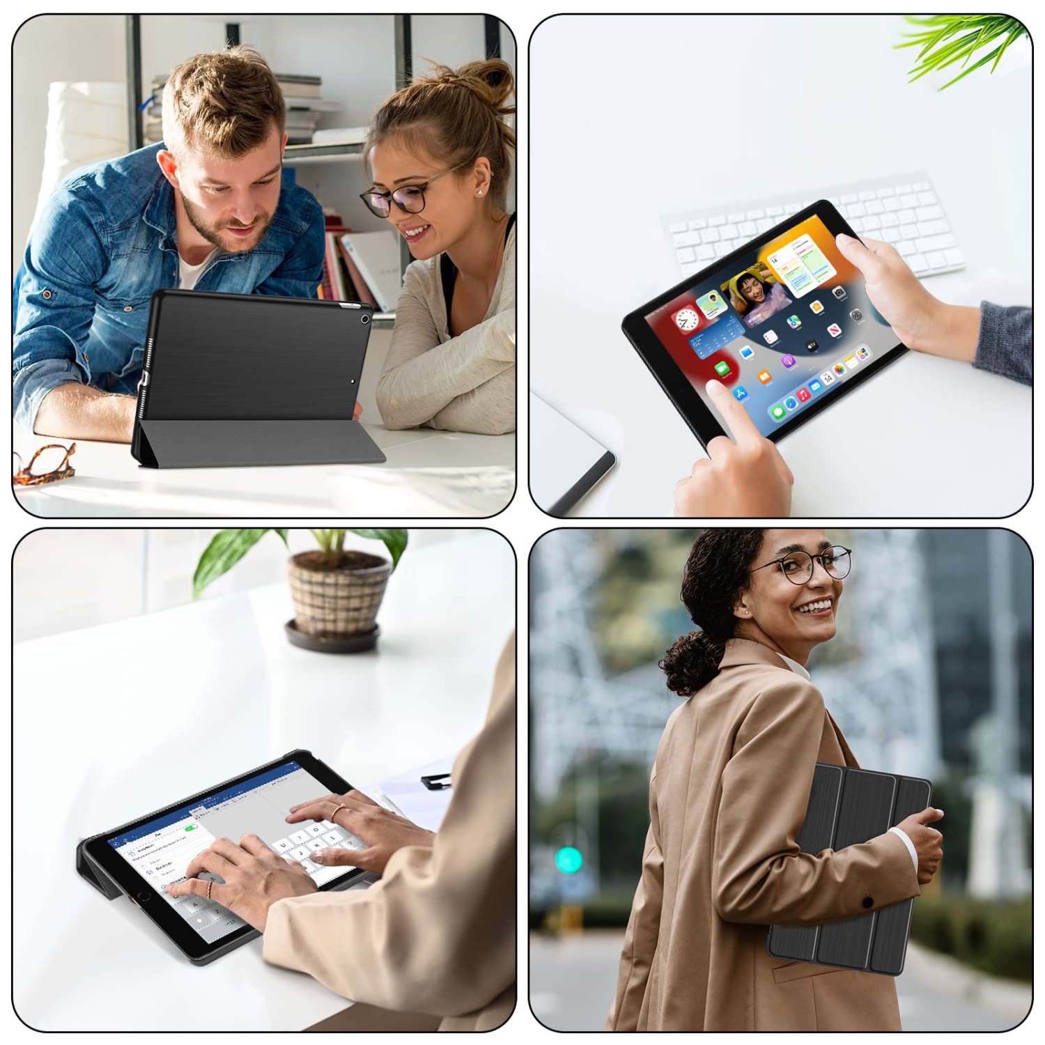 Étui iPad 10.2 de ProCase pour iPad 2021 de 9e génération/iPad 2020 de 8e génération/étui iPad 2019 de 7e génération, étui rigide mince à trois