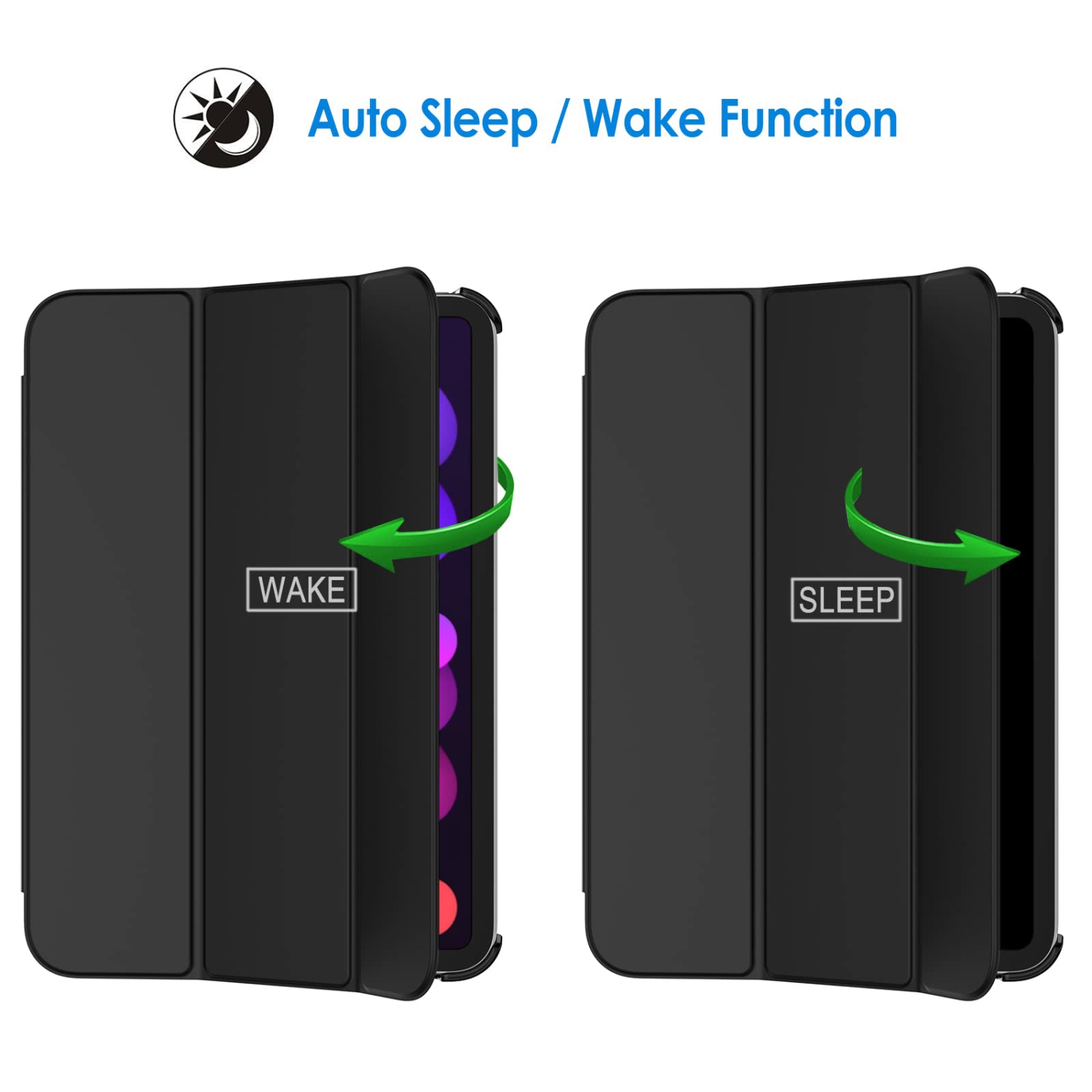 JETech Case Compatible with iPad Mini 6, Slim Stand Hard Back Shell Smart Cover with