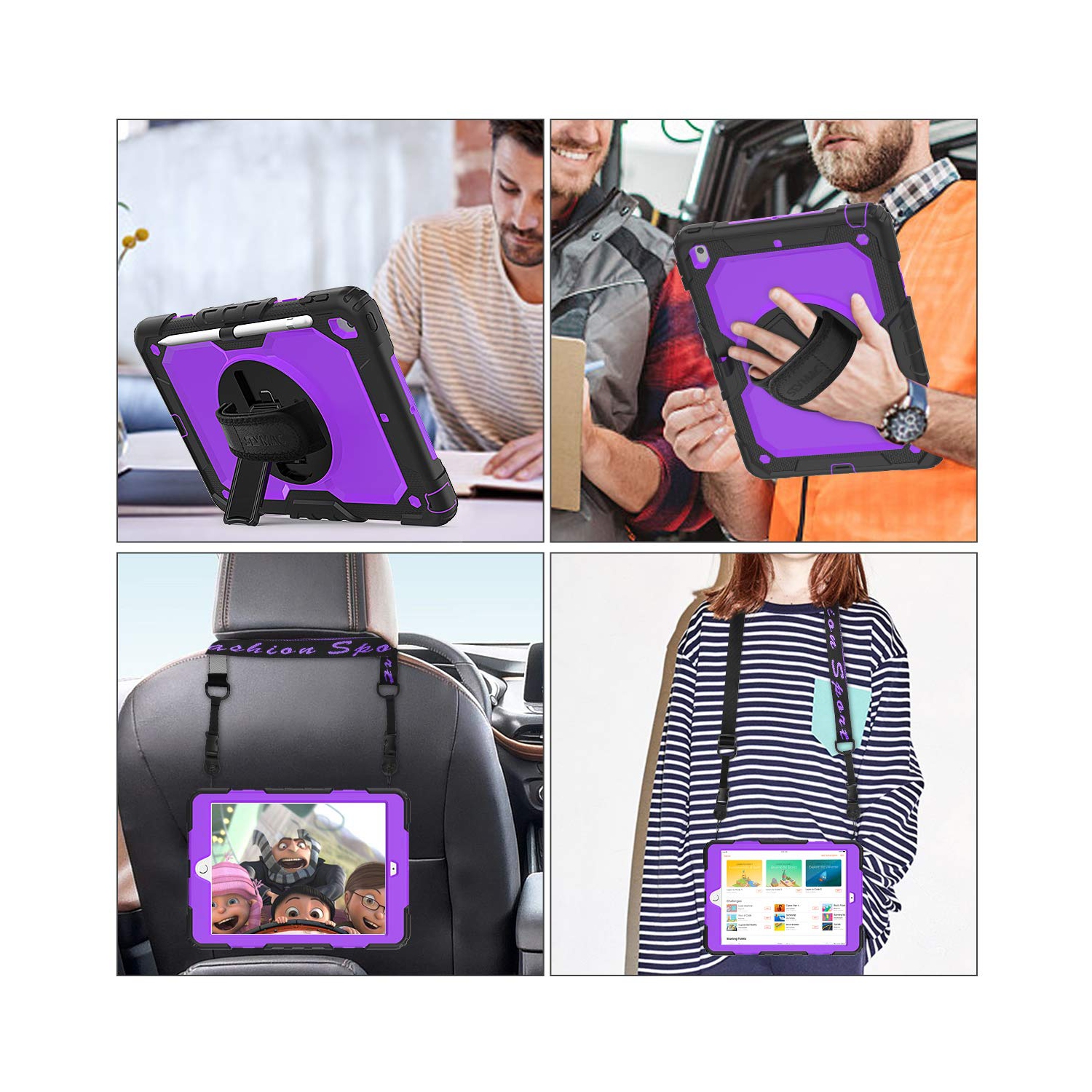 SEYMAC stock Case for iPad 9th/8th/7th Generation Case, Three Layer Drop Protection Case with 360 Rotating Stand Hand Stra