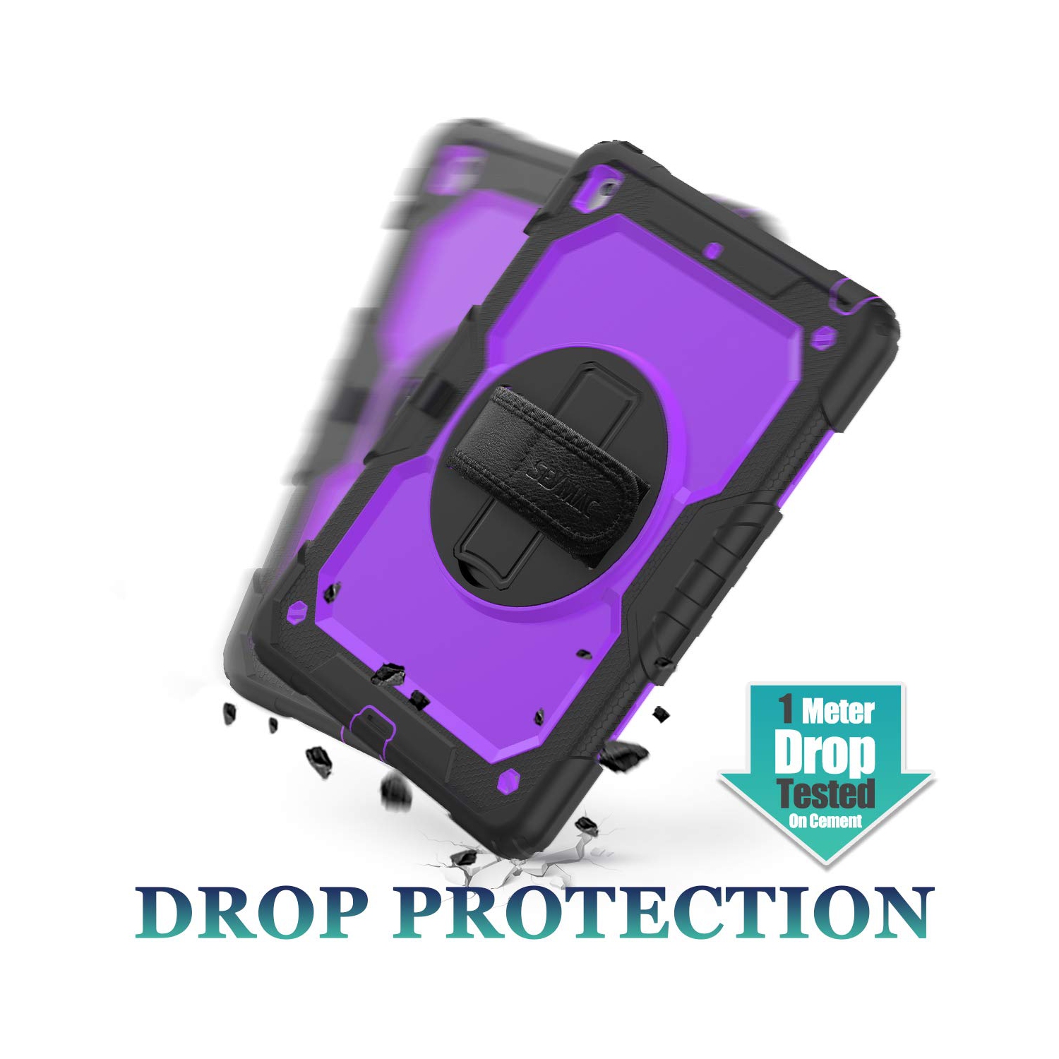 SEYMAC stock Case for iPad 9th/8th/7th Generation Case, Three Layer Drop Protection Case with 360 Rotating Stand Hand Stra