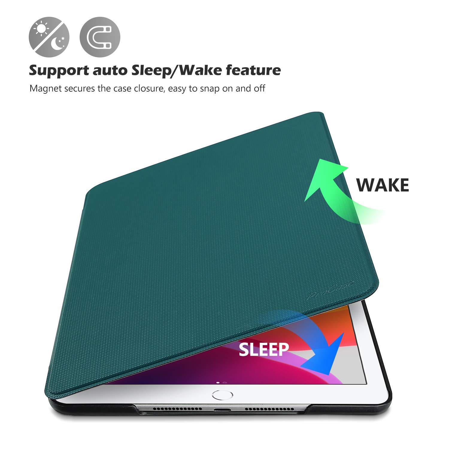 iPad 10,2 étui 2019, étui folio mince antichoc et léger avec dos souple en TPUR pour iPad 2019 10,2 po 7th génération Apple - Sarcelle