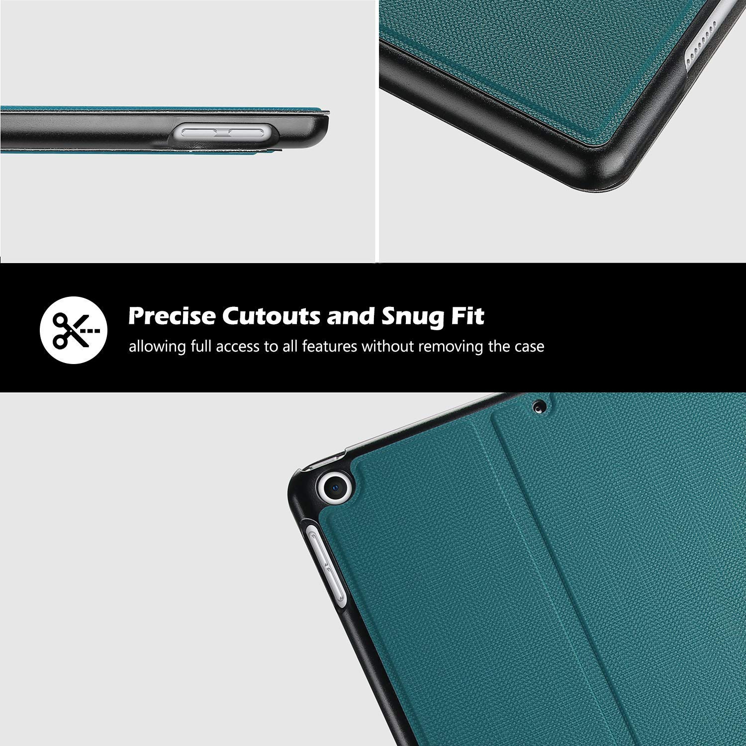 iPad 10,2 étui 2019, étui folio mince antichoc et léger avec dos souple en TPUR pour iPad 2019 10,2 po 7th génération Apple - Sarcelle