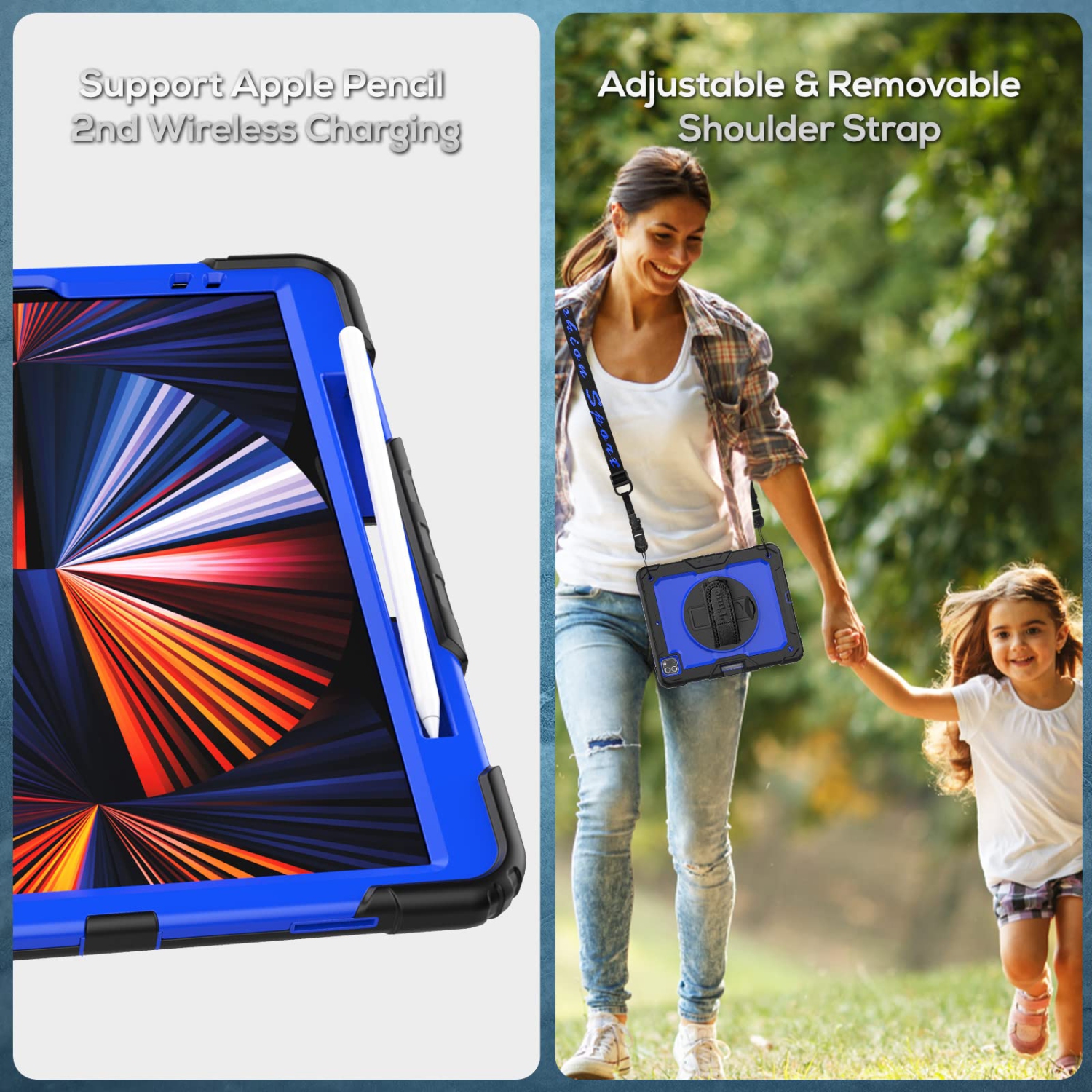 Timecity iPad Pro 12.9 Case 5th/4th/3rd Generation, Full-body Shockproof Protective Case with Screen Protector, Rotating Sta