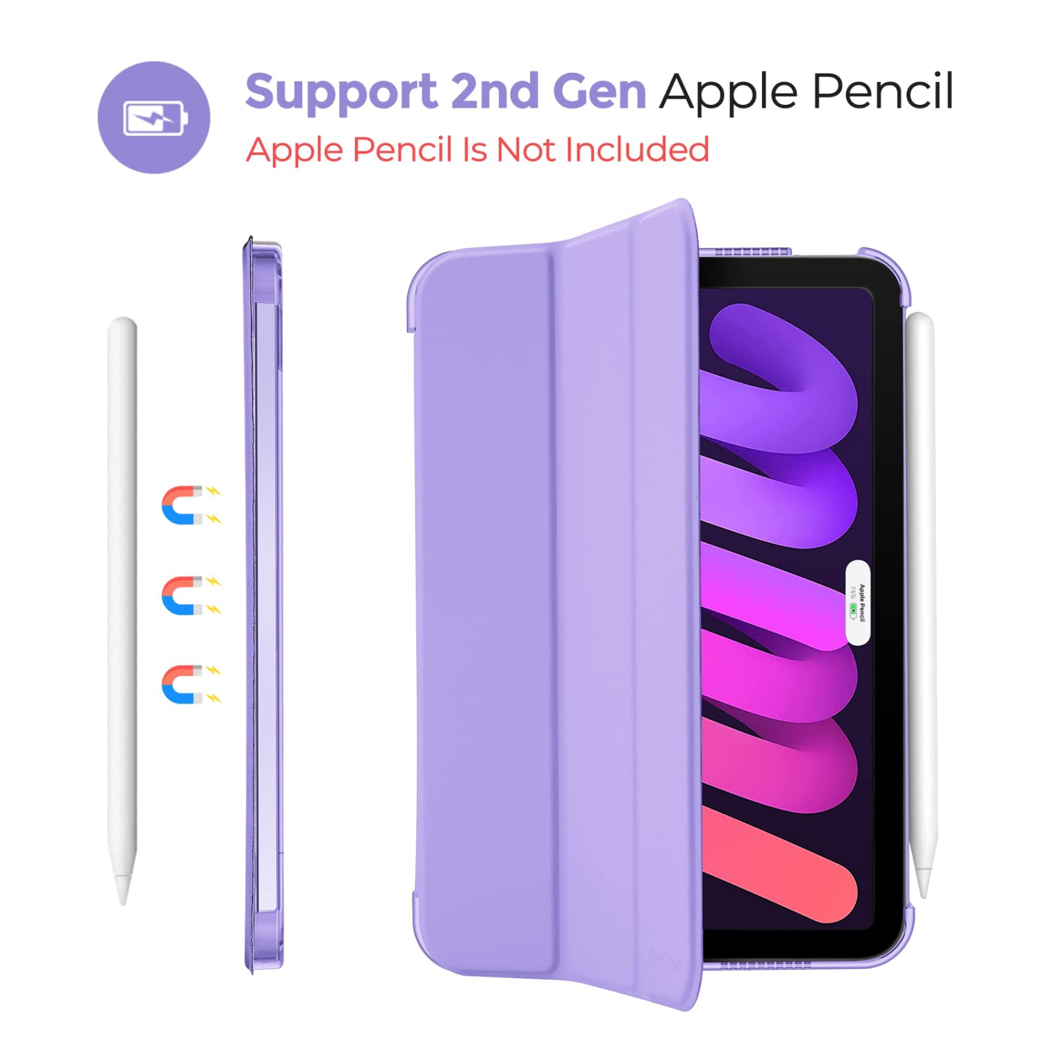 ProCase – Étui iPad mini de 6 2021 8.3 po avec protecteur Smart Cov, coque arrière rigide ultramince