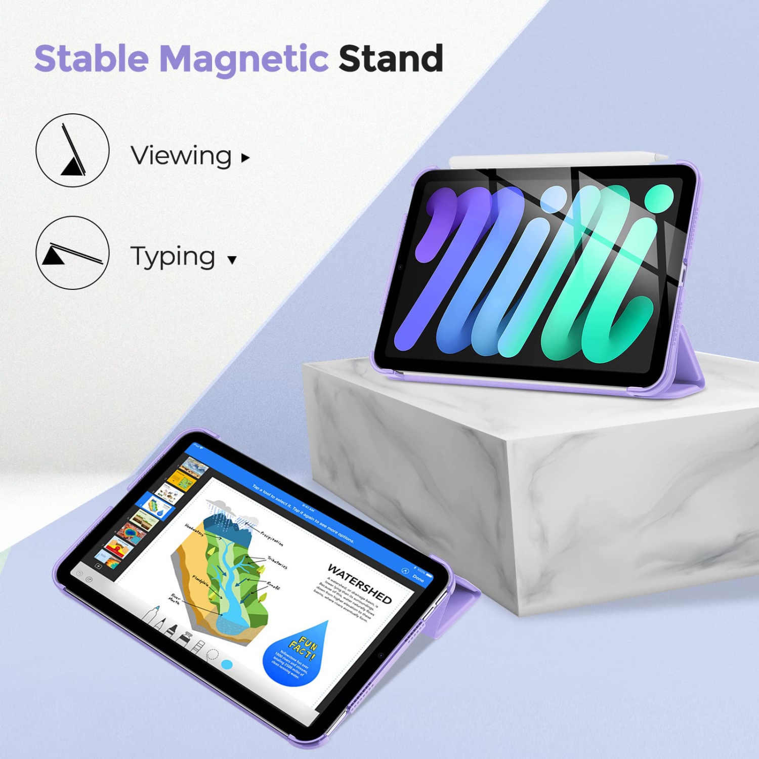 ProCase – Étui iPad mini de 6 2021 8.3 po avec protecteur Smart Cov, coque arrière rigide ultramince