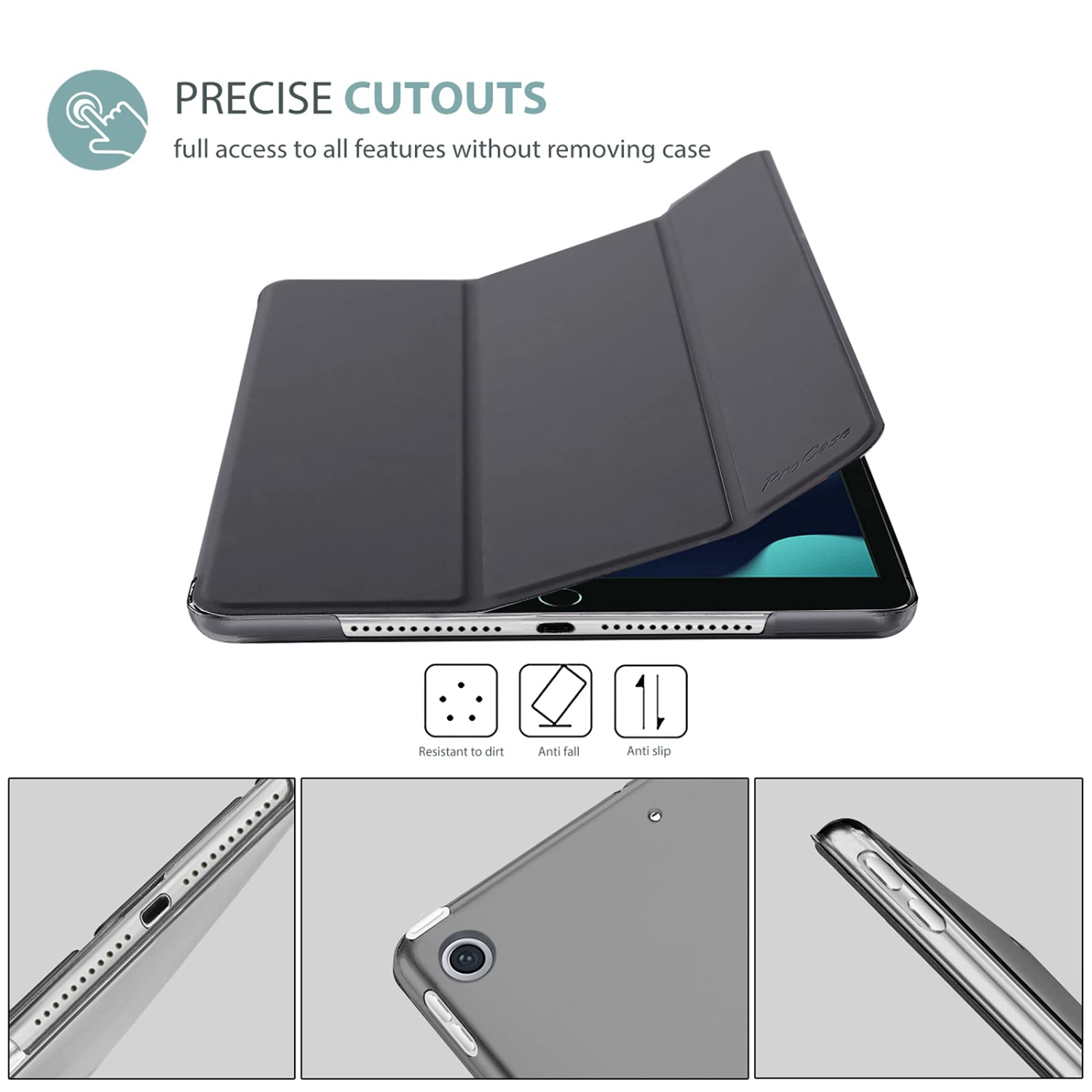 ProCase iPad 10.2 Case 2021 9th Gen/ 2020 iPad 8th Gen/ 2019 7th Gen, Slim Stand Hard Back Shell Protective Smart Cover Case