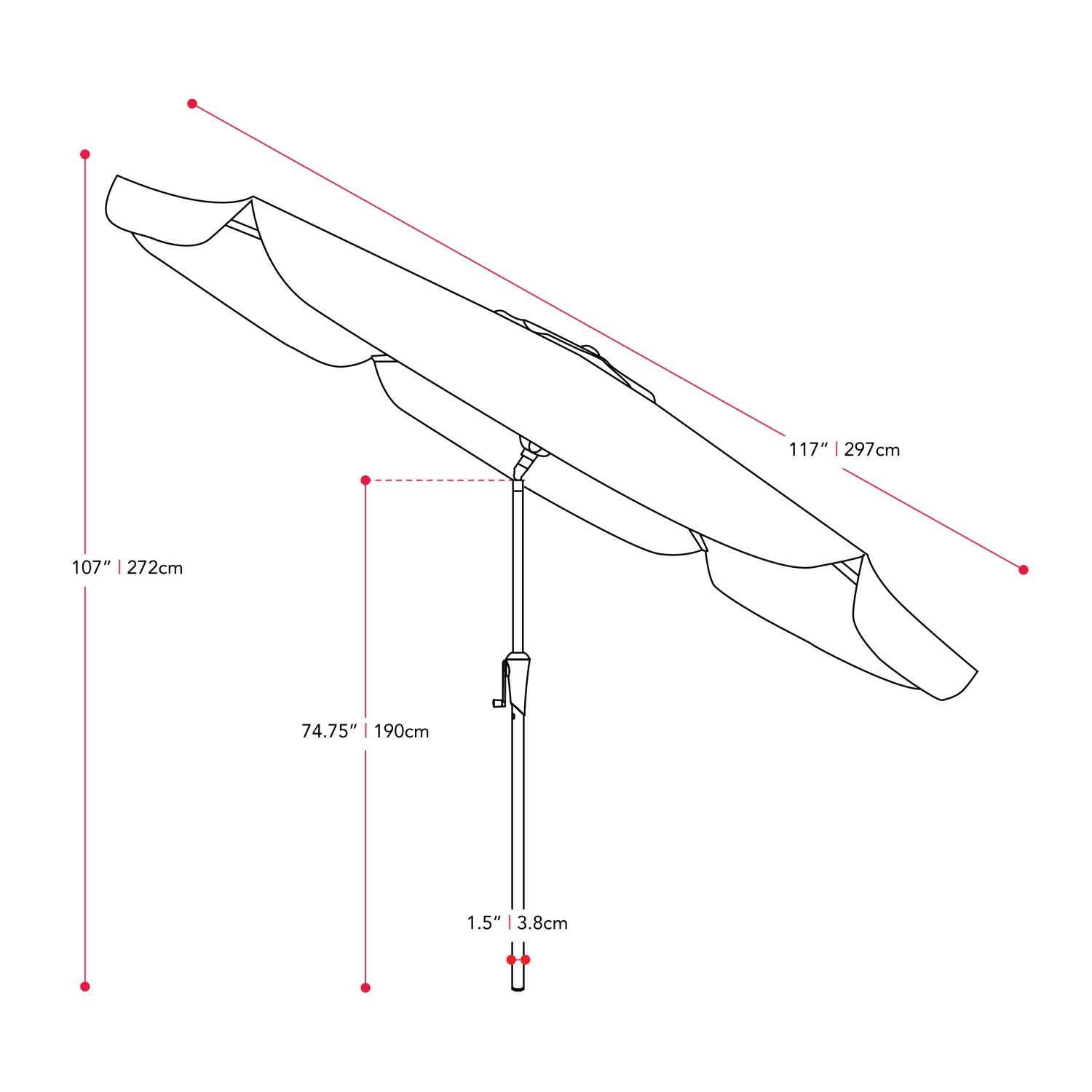 Parasol de patio excentré rouge vin 10&nbsp;pi de CorLiving