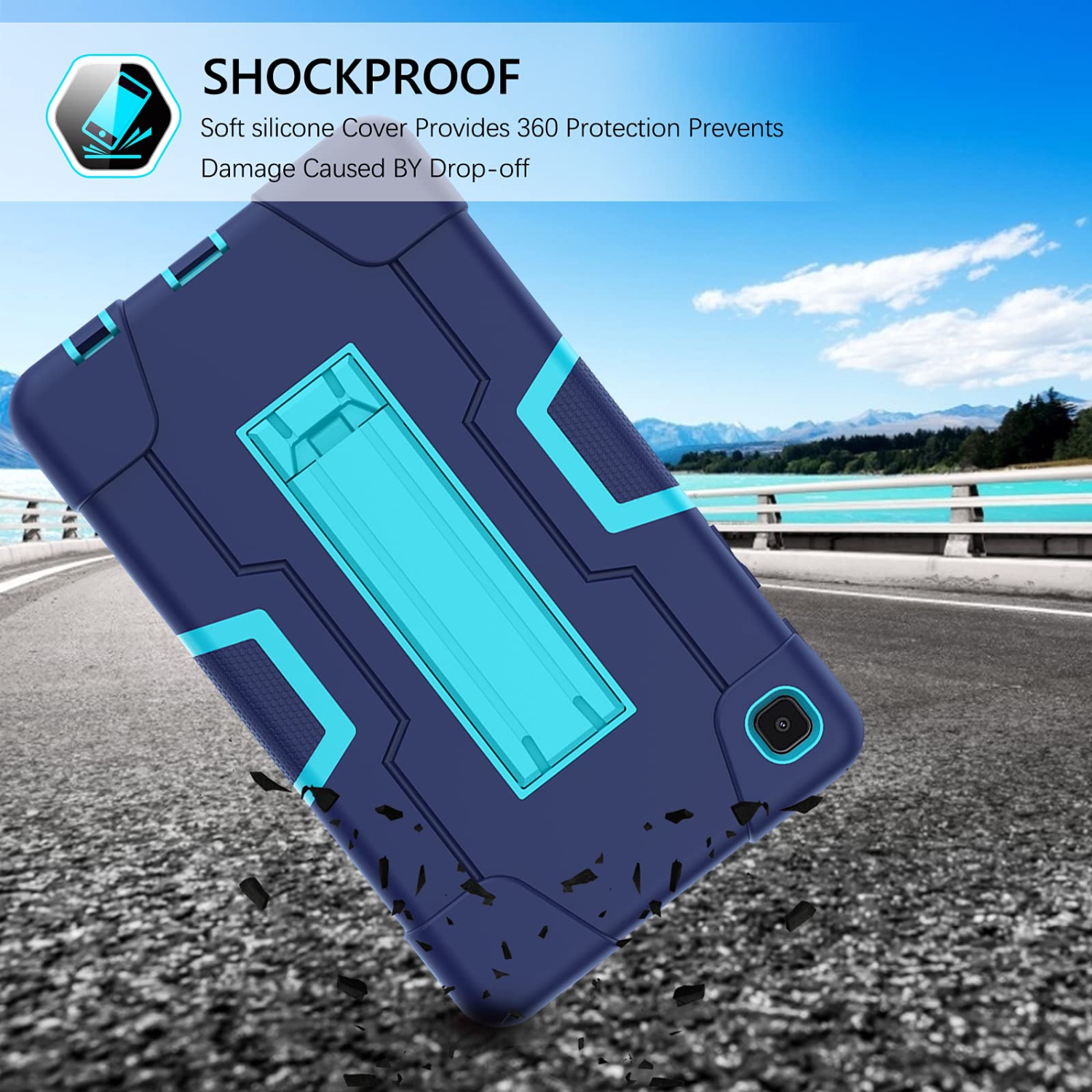 Samsung Galaxy Tab A7 Lite Case 8.7”, DOMAVER Kickstand Case Slim Shockproof Heavy Duty Protective Cover for