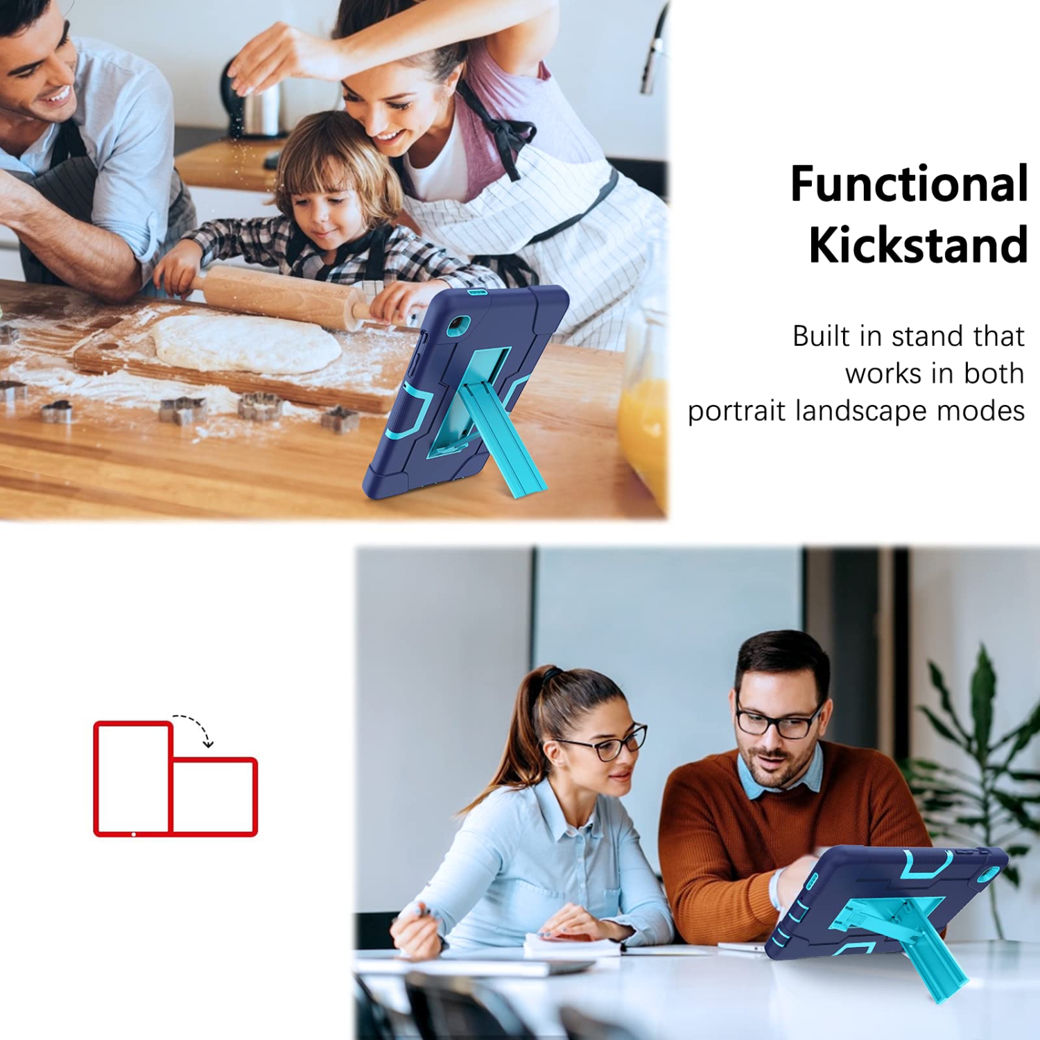 Samsung Galaxy Tab A7 Lite Case 8.7”, DOMAVER Kickstand Case Slim Shockproof Heavy Duty Protective Cover for