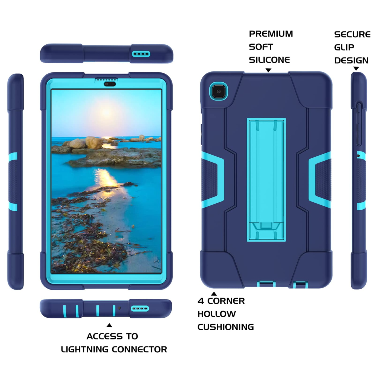 Samsung Galaxy Tab A7 Lite Case 8.7”, DOMAVER Kickstand Case Slim Shockproof Heavy Duty Protective Cover for