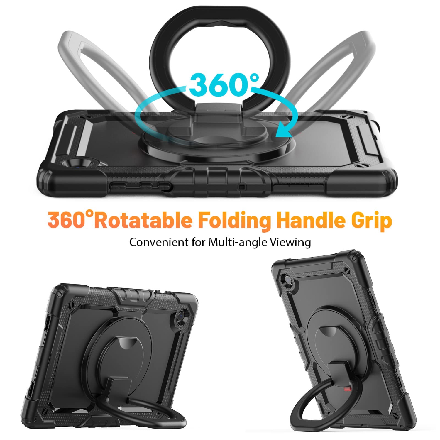 HXCASEAC Samsung Galaxy Tab A8 Case 2021 with Screen Protector Pencil Holder, Heavy Duty Shockproof Cover with 360 Rotating