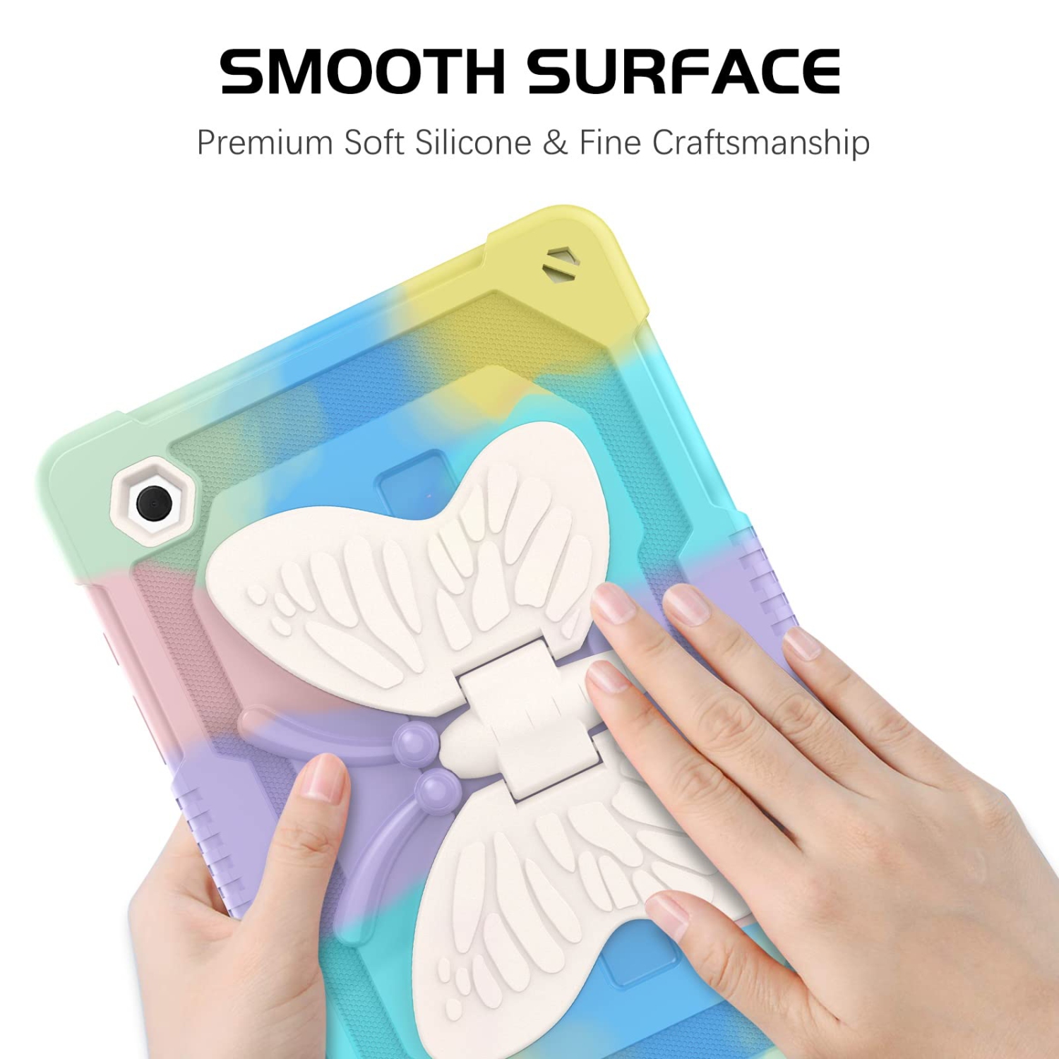 DOMAVER Samsung Galaxy Tab A8 Case 10.5'' -Butterfly Camo Kickstand Case for Kids Soft Silicone Shockproof