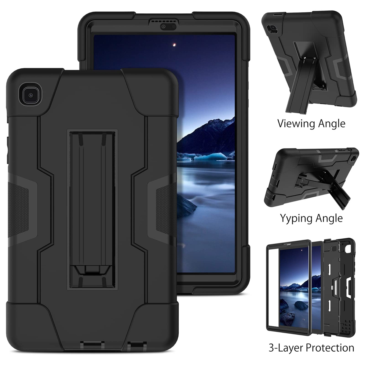 Galaxy Tab A7 Lite 8.7” Case 2021, DUEDUE Kickstand Shockproof 3 in 1 Heavy Duty Hybrid Hard PC Cover High Impact Full Body