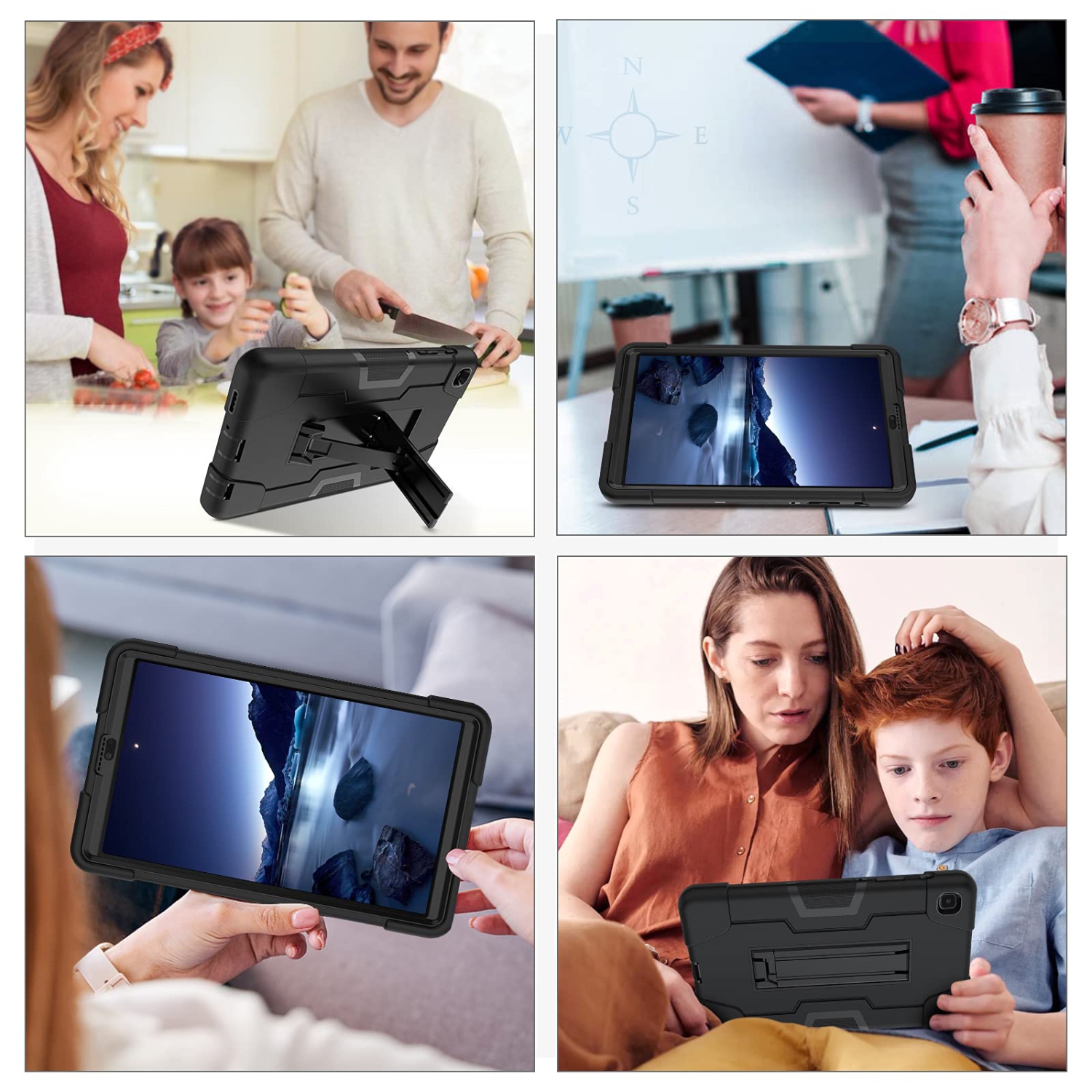 Galaxy Tab A7 Lite 8.7” Case 2021, DUEDUE Kickstand Shockproof 3 in 1 Heavy Duty Hybrid Hard PC Cover High Impact Full Body