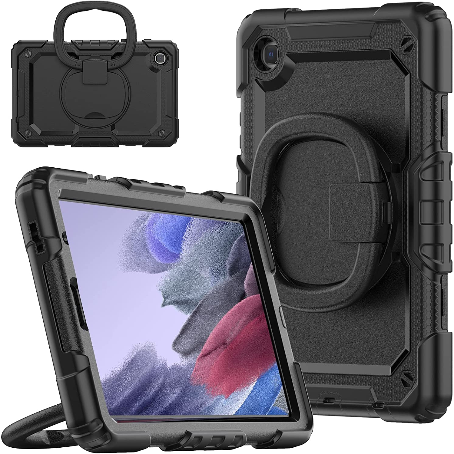 navor Compatible with Galaxy Tab A7 Lite 8.7” 2021, Built in Screen Protector, Shockproof Heavy Duty Protective Rugged Cover with Shoulder Strap