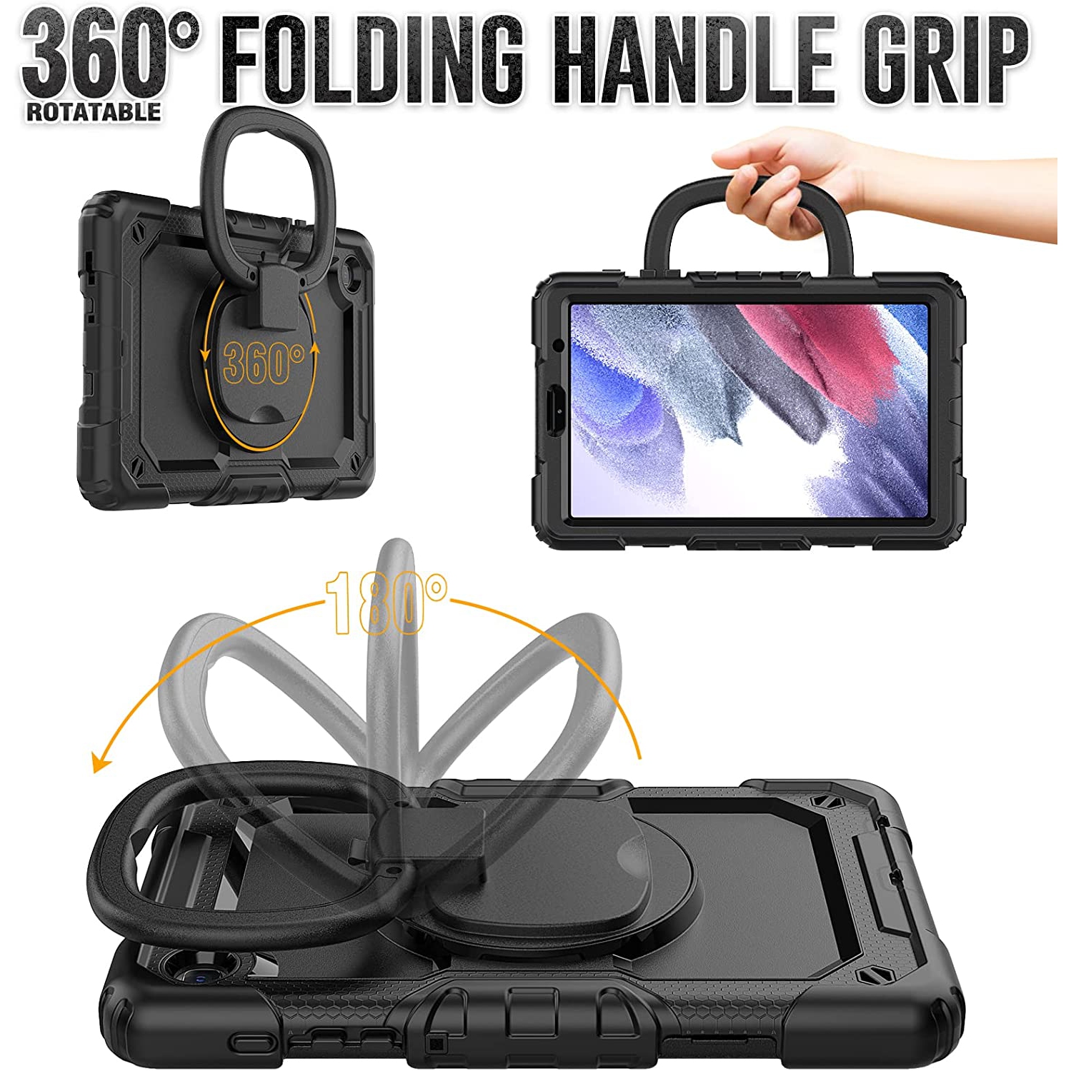 navor Compatible with Galaxy Tab A7 Lite 8.7” 2021, Built in Screen Protector, Shockproof Heavy Duty Protective Rugged Cover with Shoulder Strap