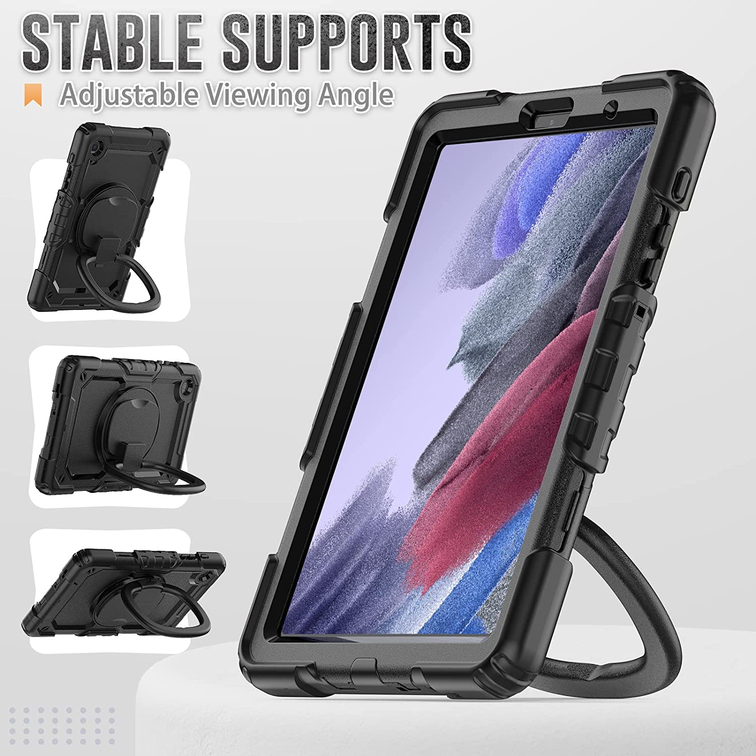 navor Compatible with Galaxy Tab A7 Lite 8.7” 2021, Built in Screen Protector, Shockproof Heavy Duty Protective Rugged Cover with Shoulder Strap