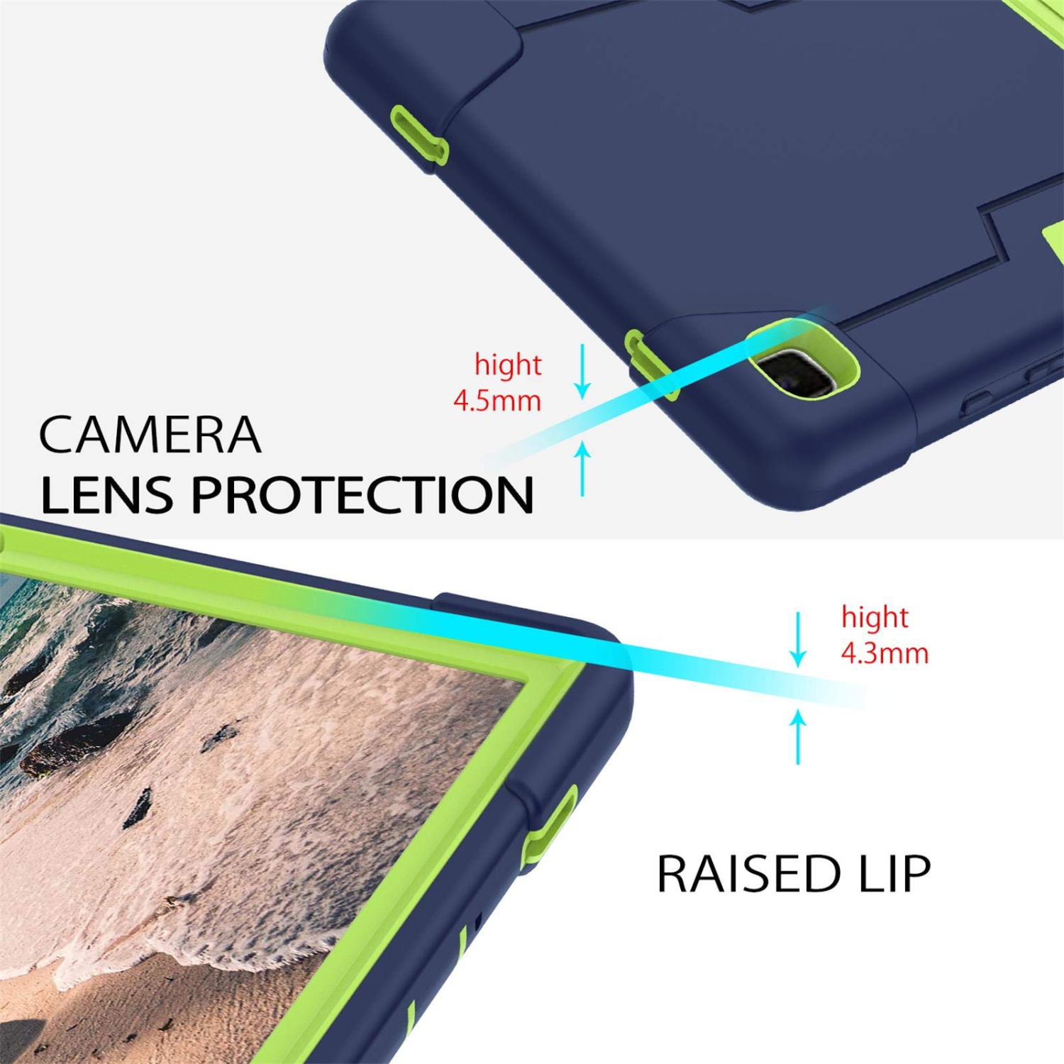 Étui 2020 pour Galaxy Tab A7 de 10.4 po, béquille DUEDUE, coque rigide hybride robuste 3-en-1, protecteur intégral résistant aux chocs