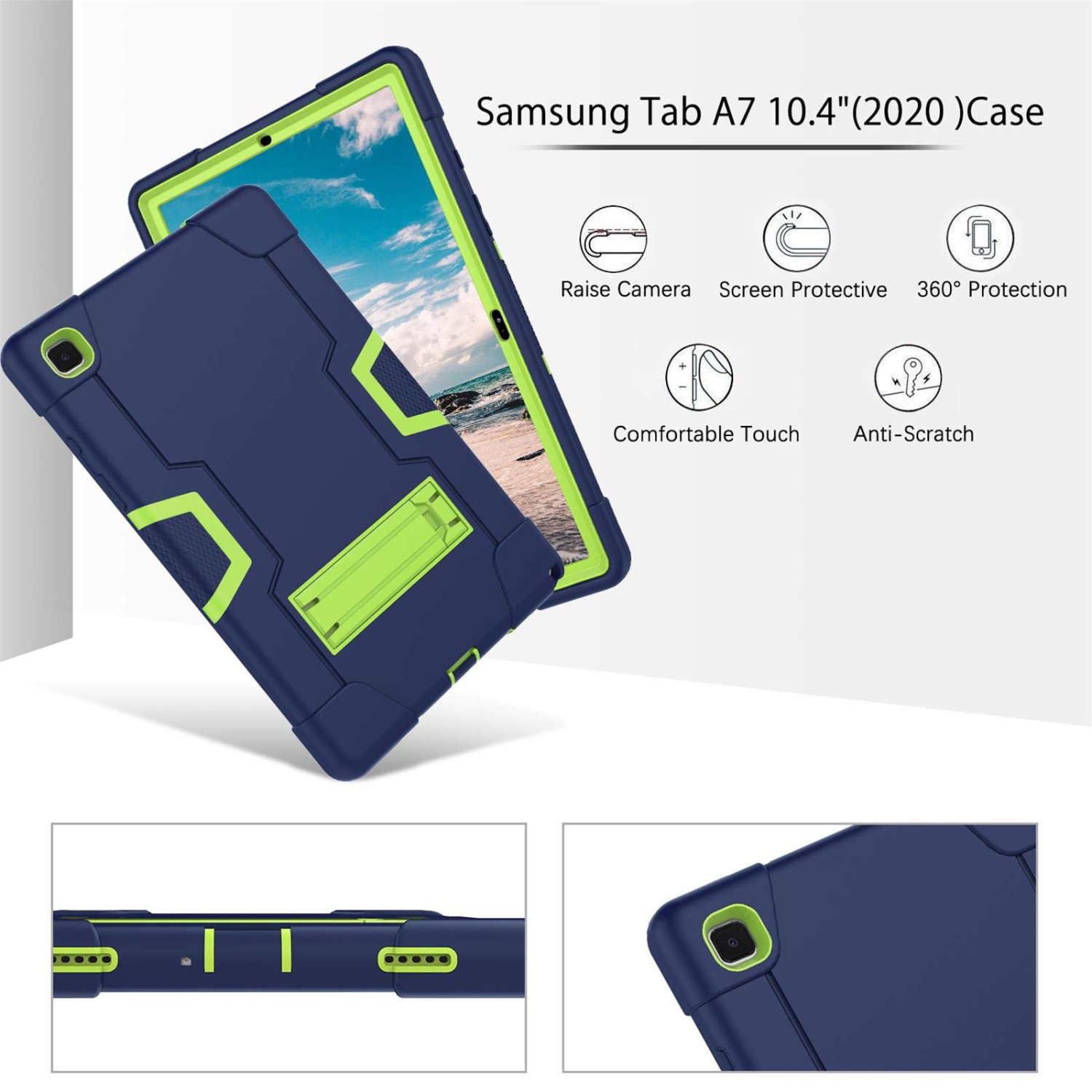 Étui 2020 pour Galaxy Tab A7 de 10.4 po, béquille DUEDUE, coque rigide hybride robuste 3-en-1, protecteur intégral résistant aux chocs