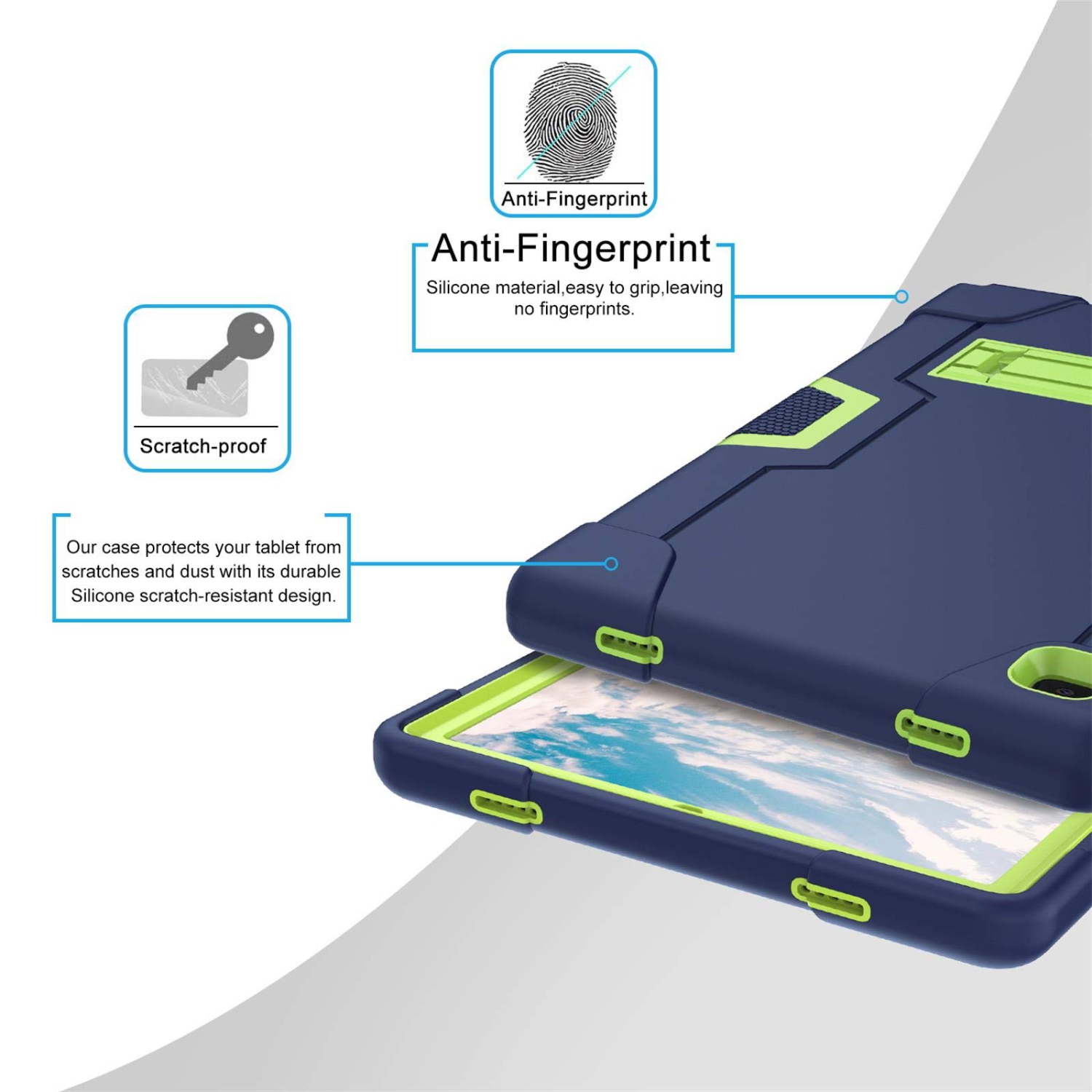 Étui 2020 pour Galaxy Tab A7 de 10.4 po, béquille DUEDUE, coque rigide hybride robuste 3-en-1, protecteur intégral résistant aux chocs