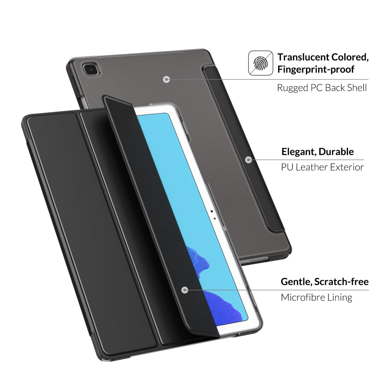 Étui Ko convenant à la Galaxy Tab A7 de 10.4 po de Samsung, étui rigide léger avec support Smart pour sa