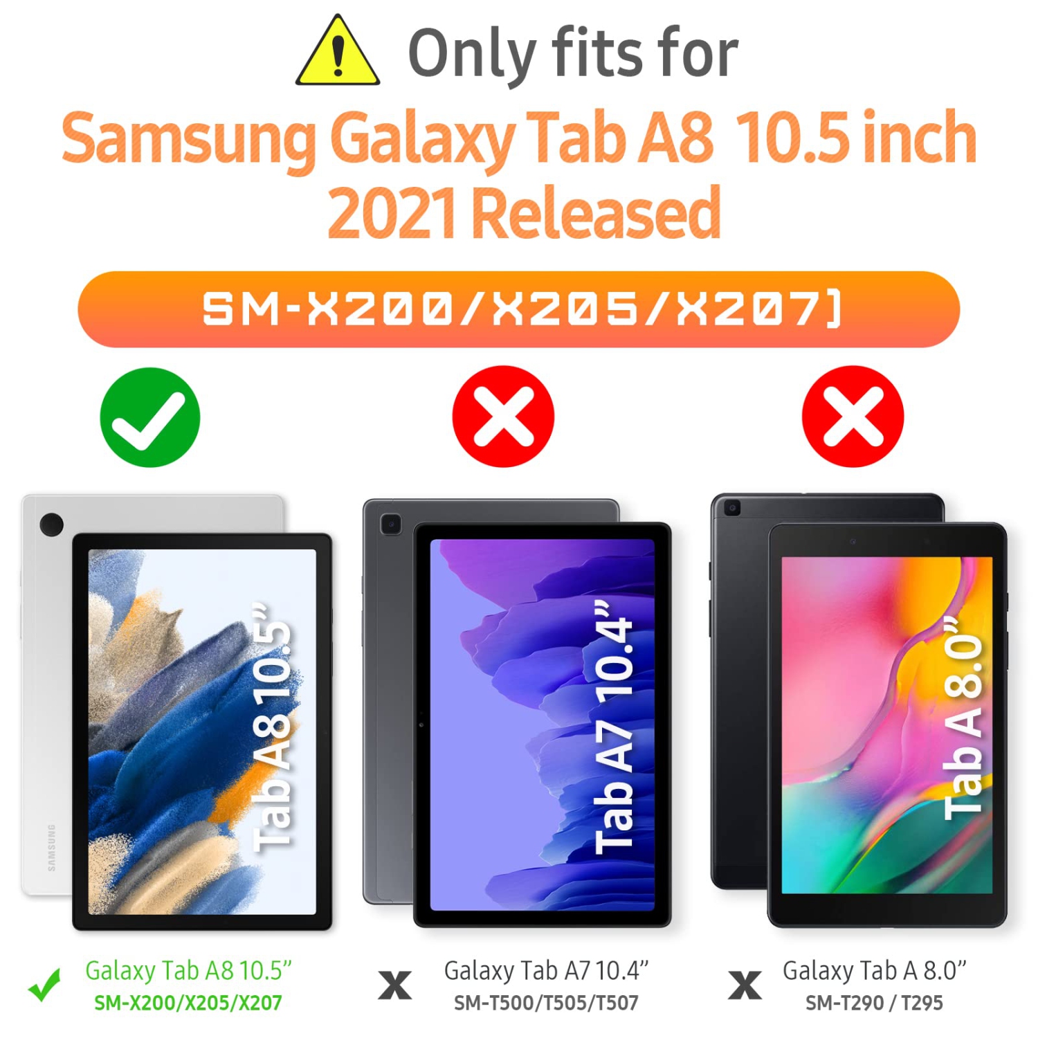 Samsung Galaxy Tab A8 Case 10.5 inch 2021(SM-X200/X205/X207), HXCASEAC Shockproof Cover with Screen Protector, S Pen Holder,